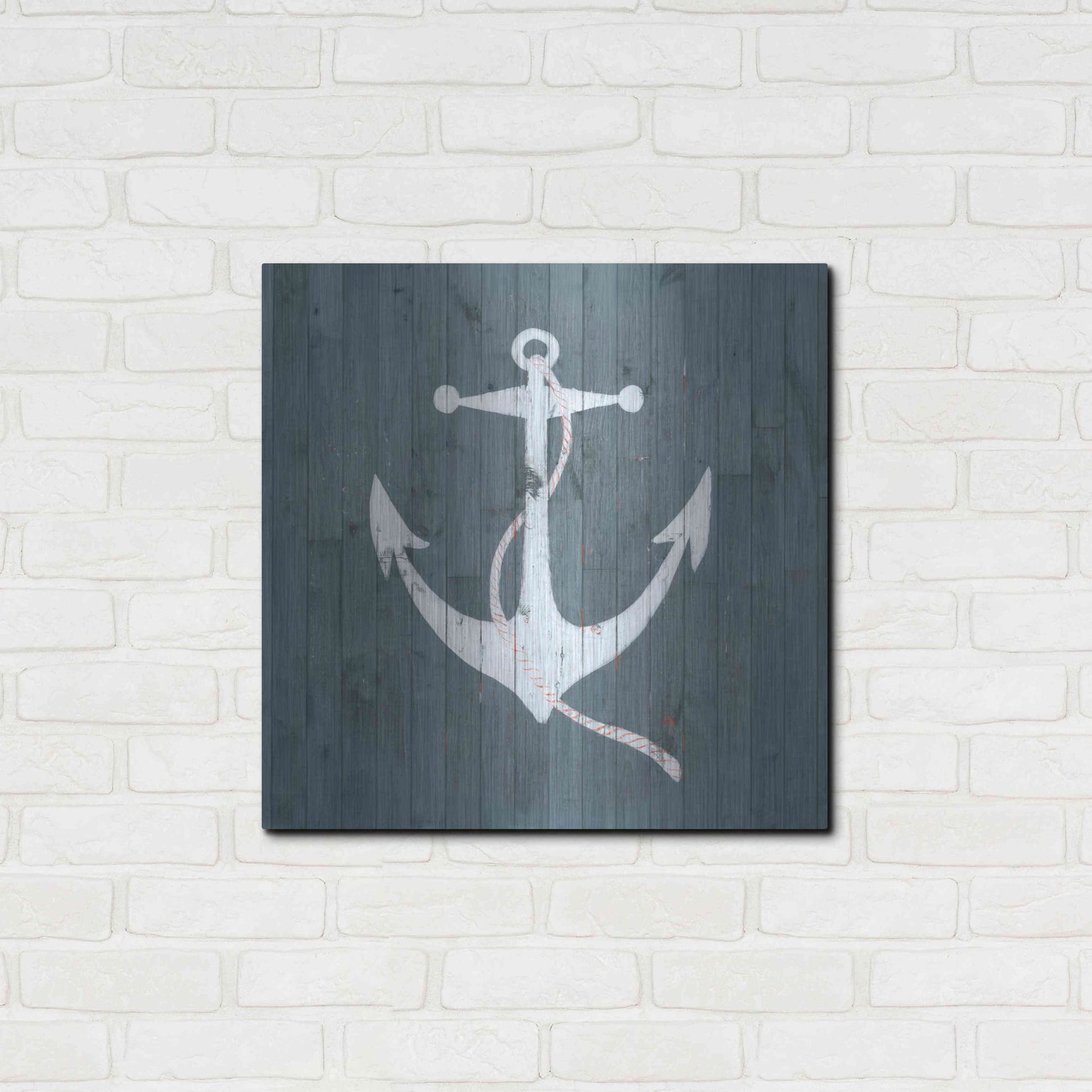 Luxe Metal Art 'Nautical Plank IV' by Grace Popp, Metal Wall Art,24x24