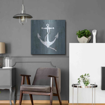 Luxe Metal Art 'Nautical Plank IV' by Grace Popp, Metal Wall Art,24x24