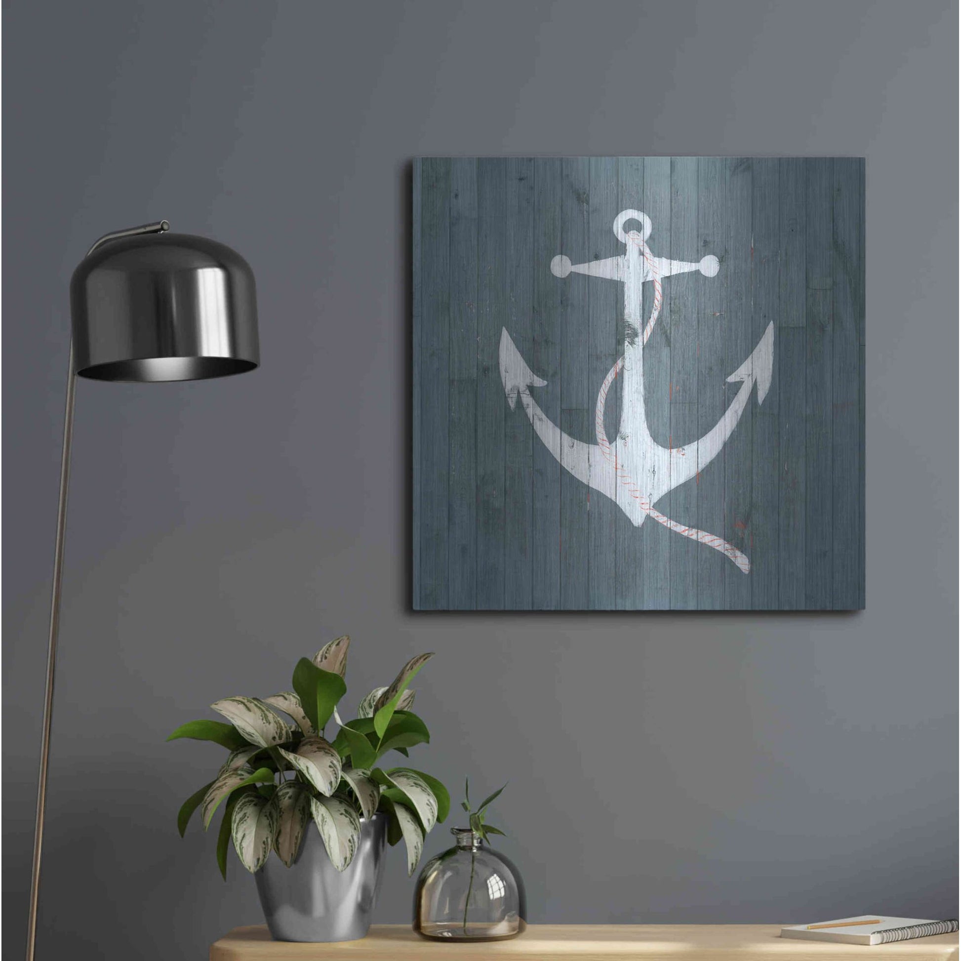 Luxe Metal Art 'Nautical Plank IV' by Grace Popp, Metal Wall Art,24x24