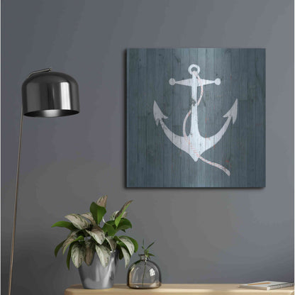 Luxe Metal Art 'Nautical Plank IV' by Grace Popp, Metal Wall Art,24x24