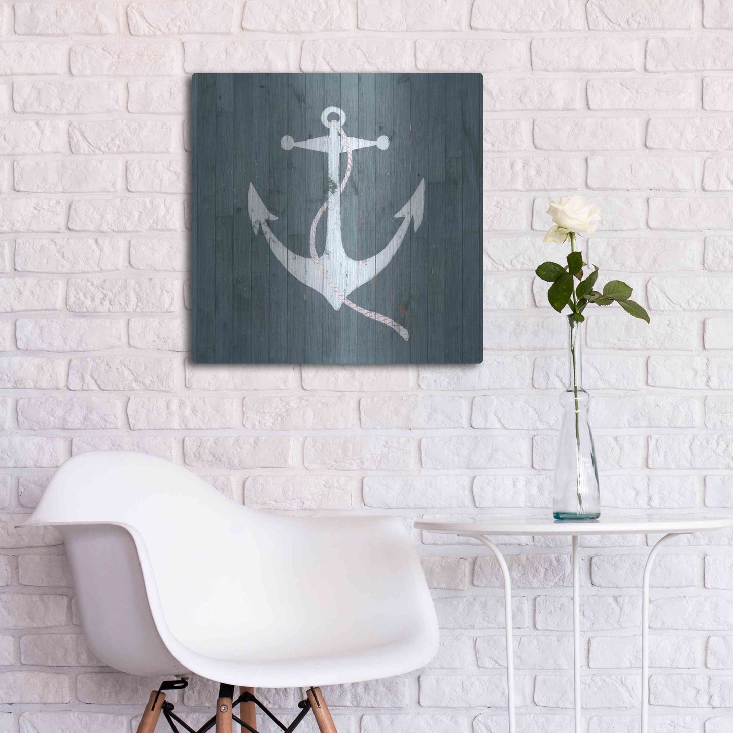 Luxe Metal Art 'Nautical Plank IV' by Grace Popp, Metal Wall Art,24x24