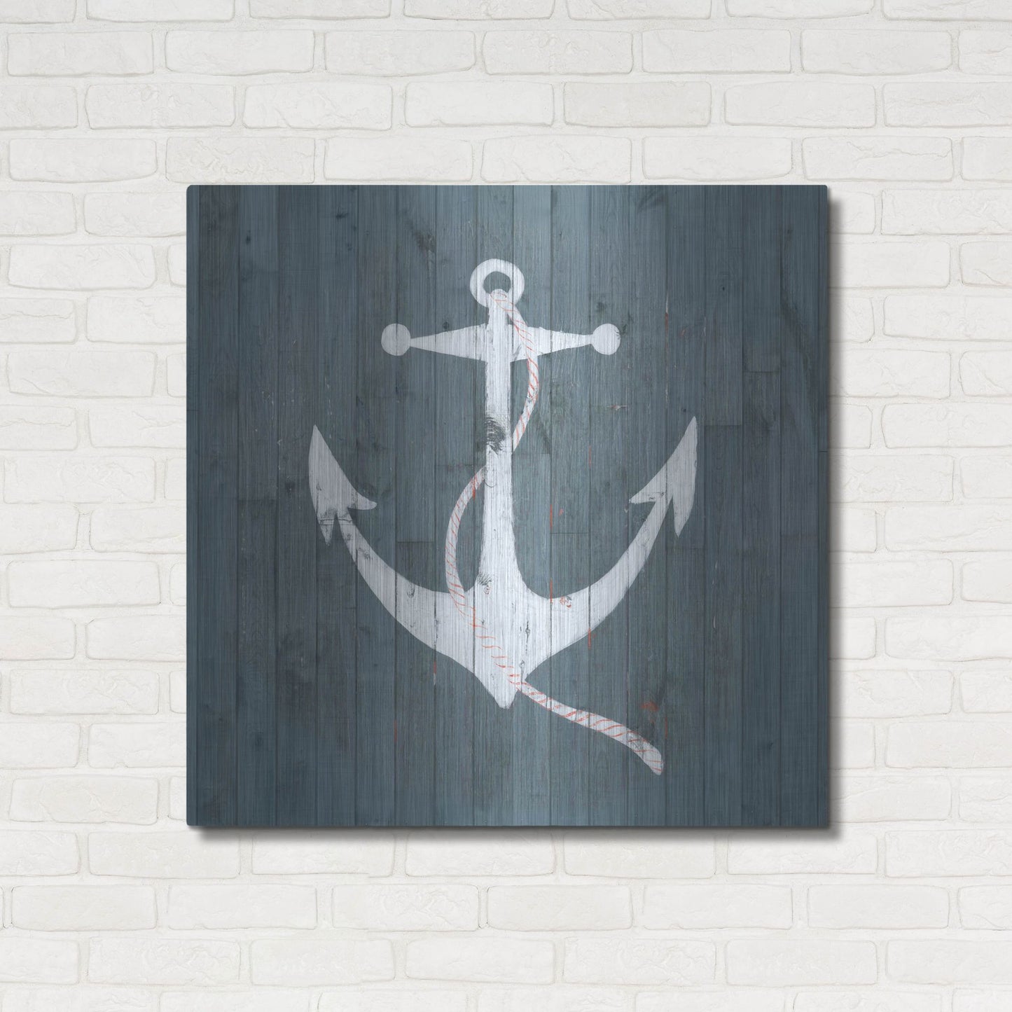 Luxe Metal Art 'Nautical Plank IV' by Grace Popp, Metal Wall Art,36x36