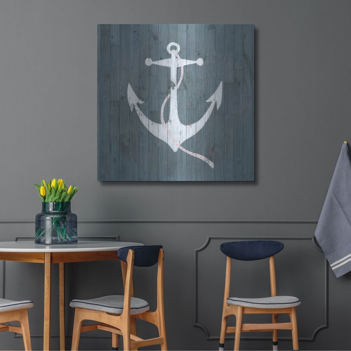 Luxe Metal Art 'Nautical Plank IV' by Grace Popp, Metal Wall Art,36x36