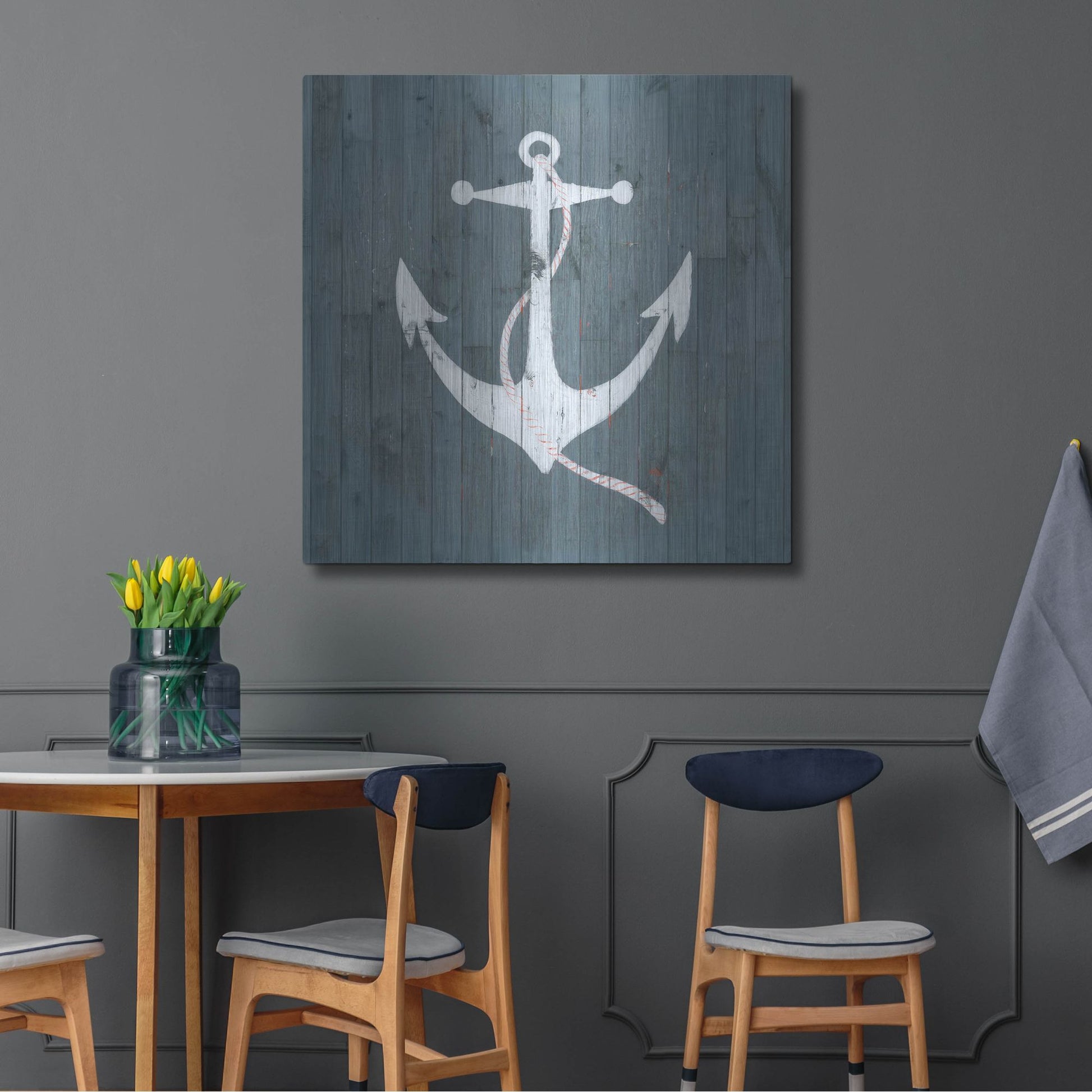 Luxe Metal Art 'Nautical Plank IV' by Grace Popp, Metal Wall Art,36x36