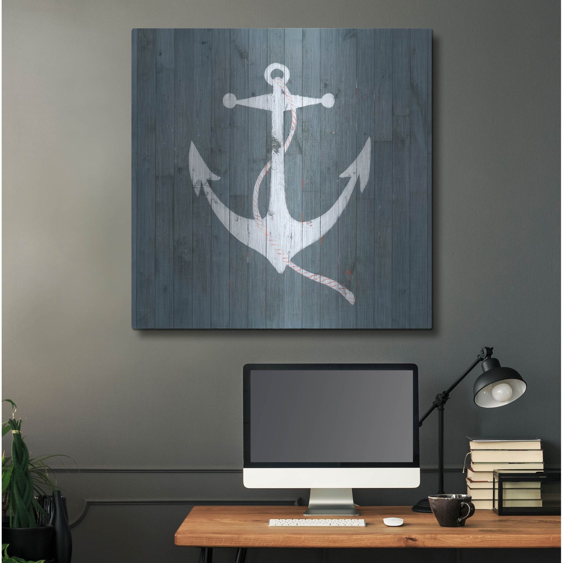 Luxe Metal Art 'Nautical Plank IV' by Grace Popp, Metal Wall Art,36x36