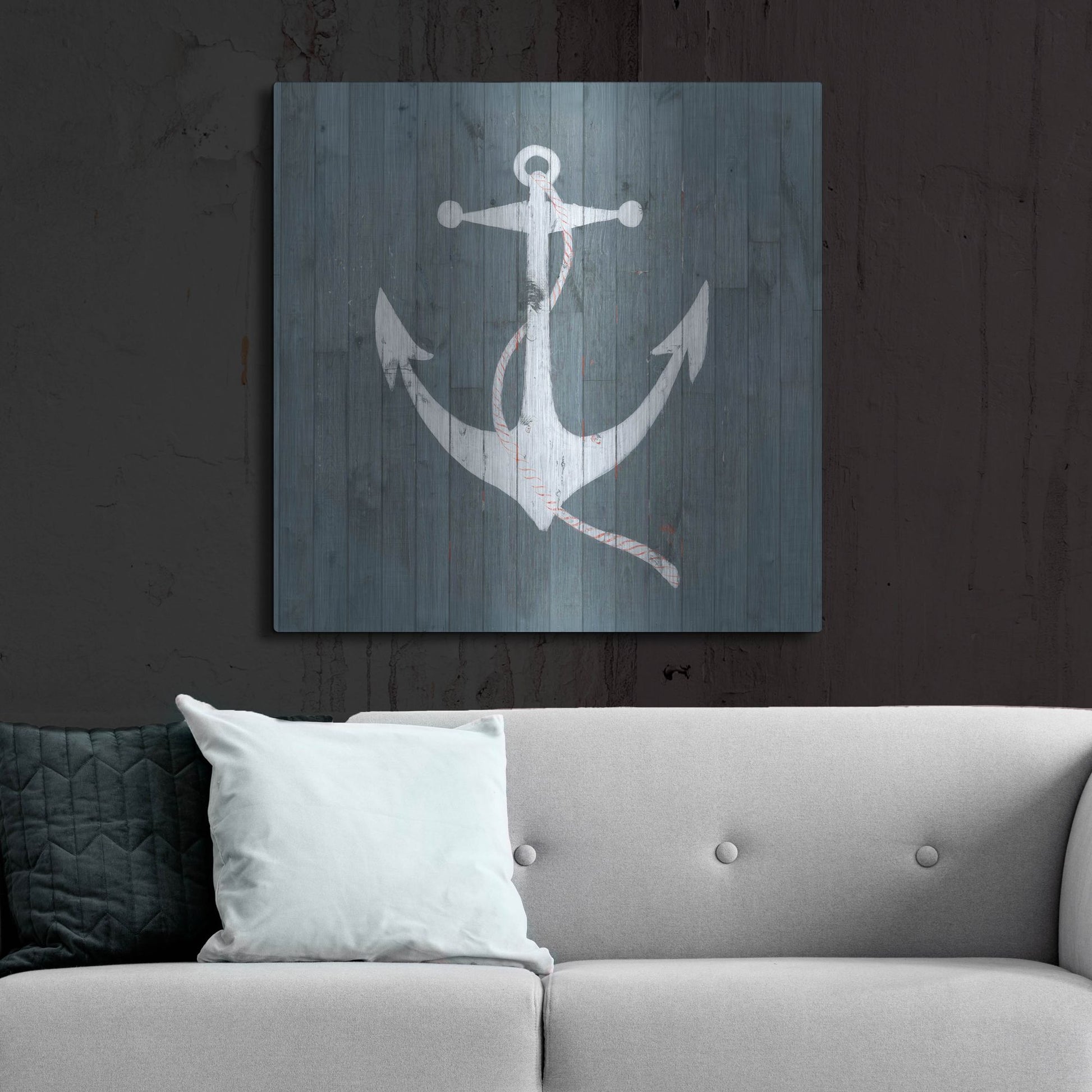 Luxe Metal Art 'Nautical Plank IV' by Grace Popp, Metal Wall Art,36x36