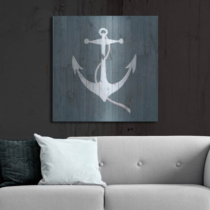 Luxe Metal Art 'Nautical Plank IV' by Grace Popp, Metal Wall Art,36x36