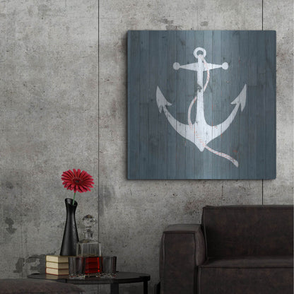 Luxe Metal Art 'Nautical Plank IV' by Grace Popp, Metal Wall Art,36x36