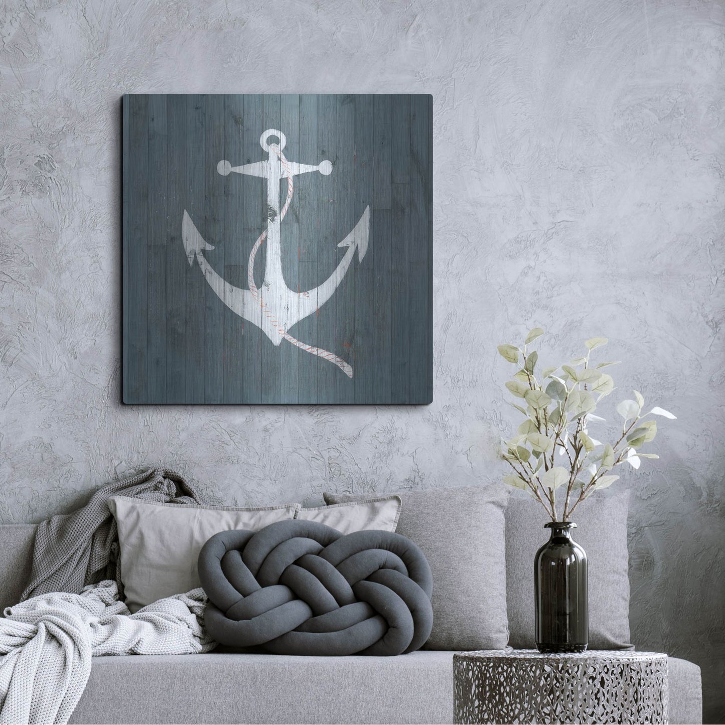 Luxe Metal Art 'Nautical Plank IV' by Grace Popp, Metal Wall Art,36x36