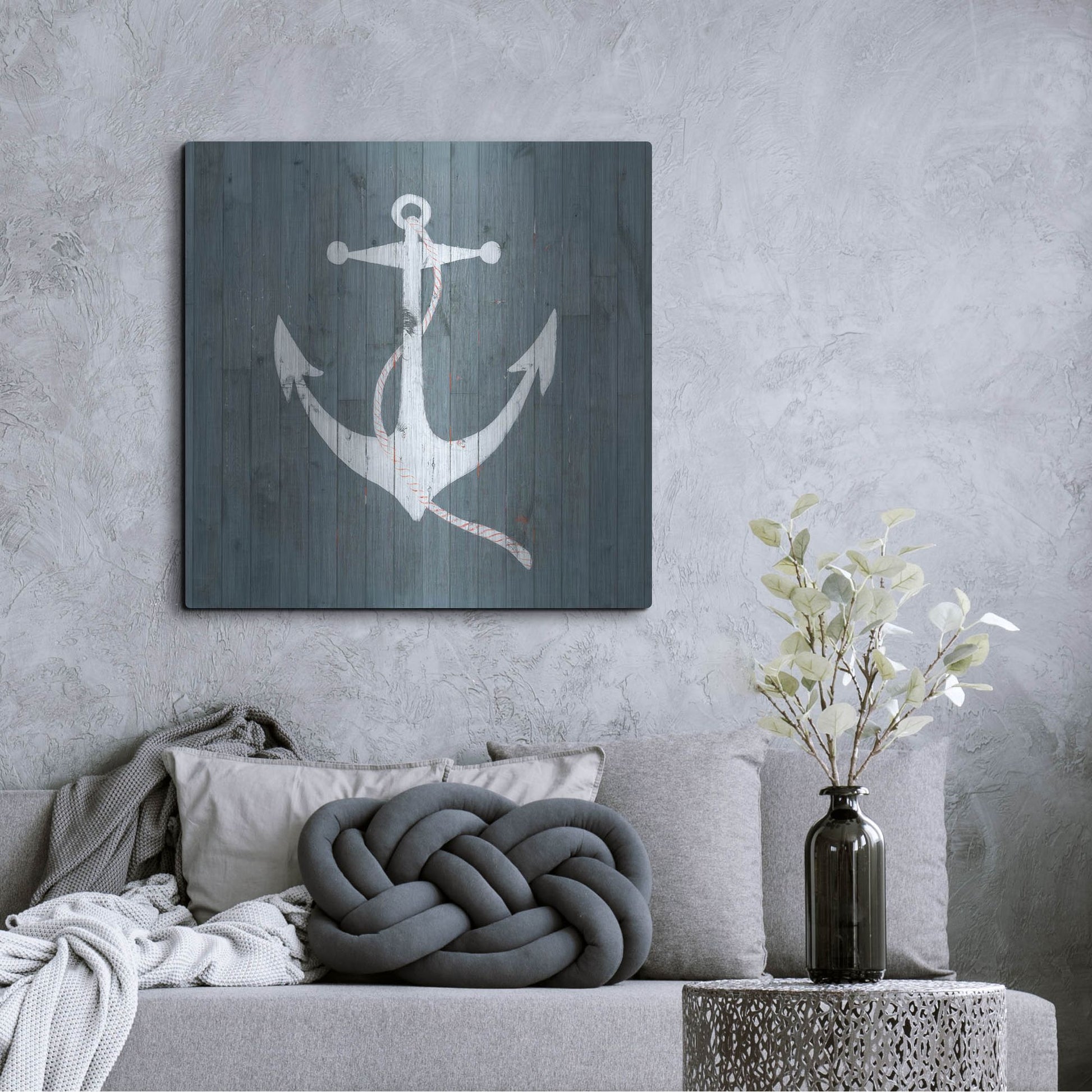 Luxe Metal Art 'Nautical Plank IV' by Grace Popp, Metal Wall Art,36x36