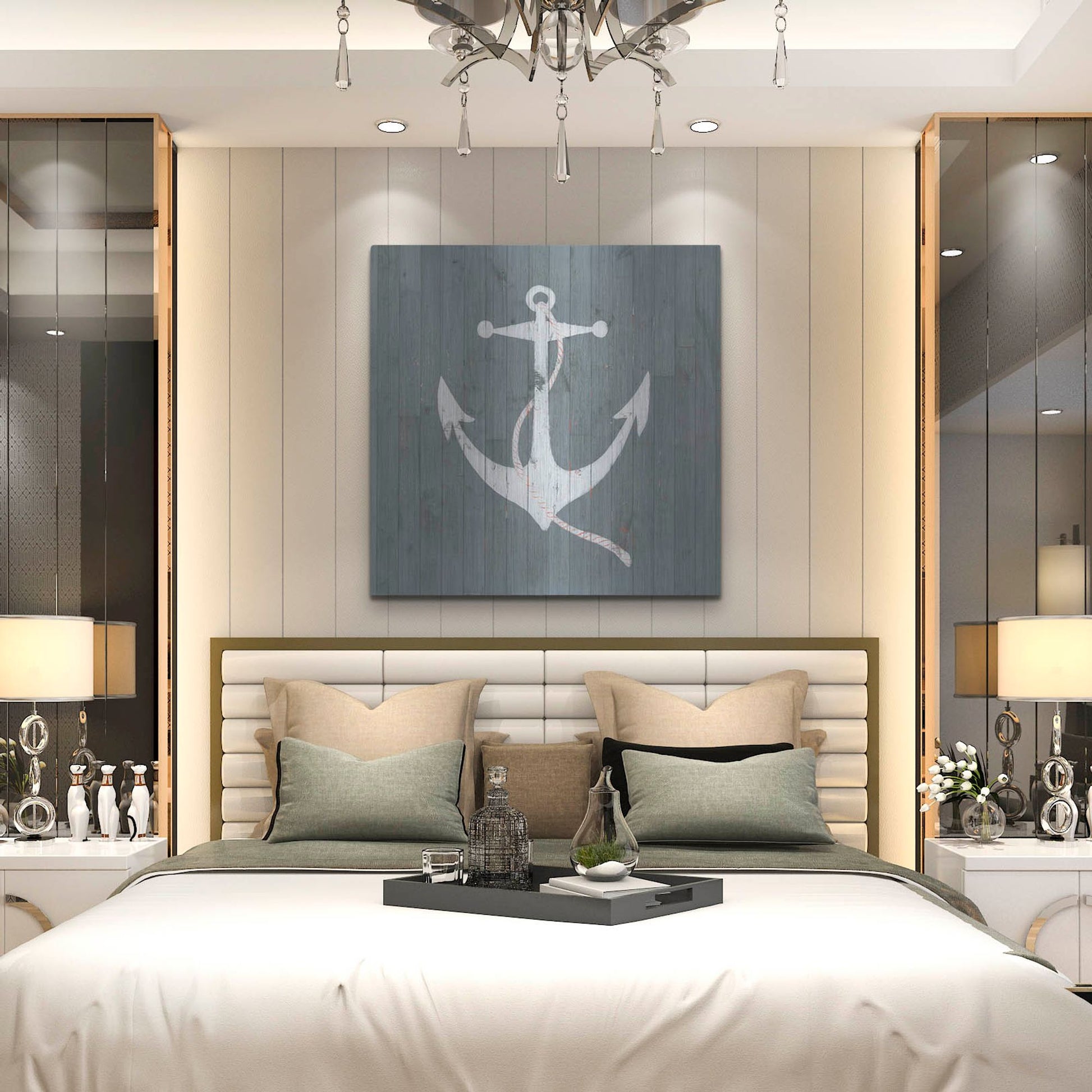 Luxe Metal Art 'Nautical Plank IV' by Grace Popp, Metal Wall Art,36x36