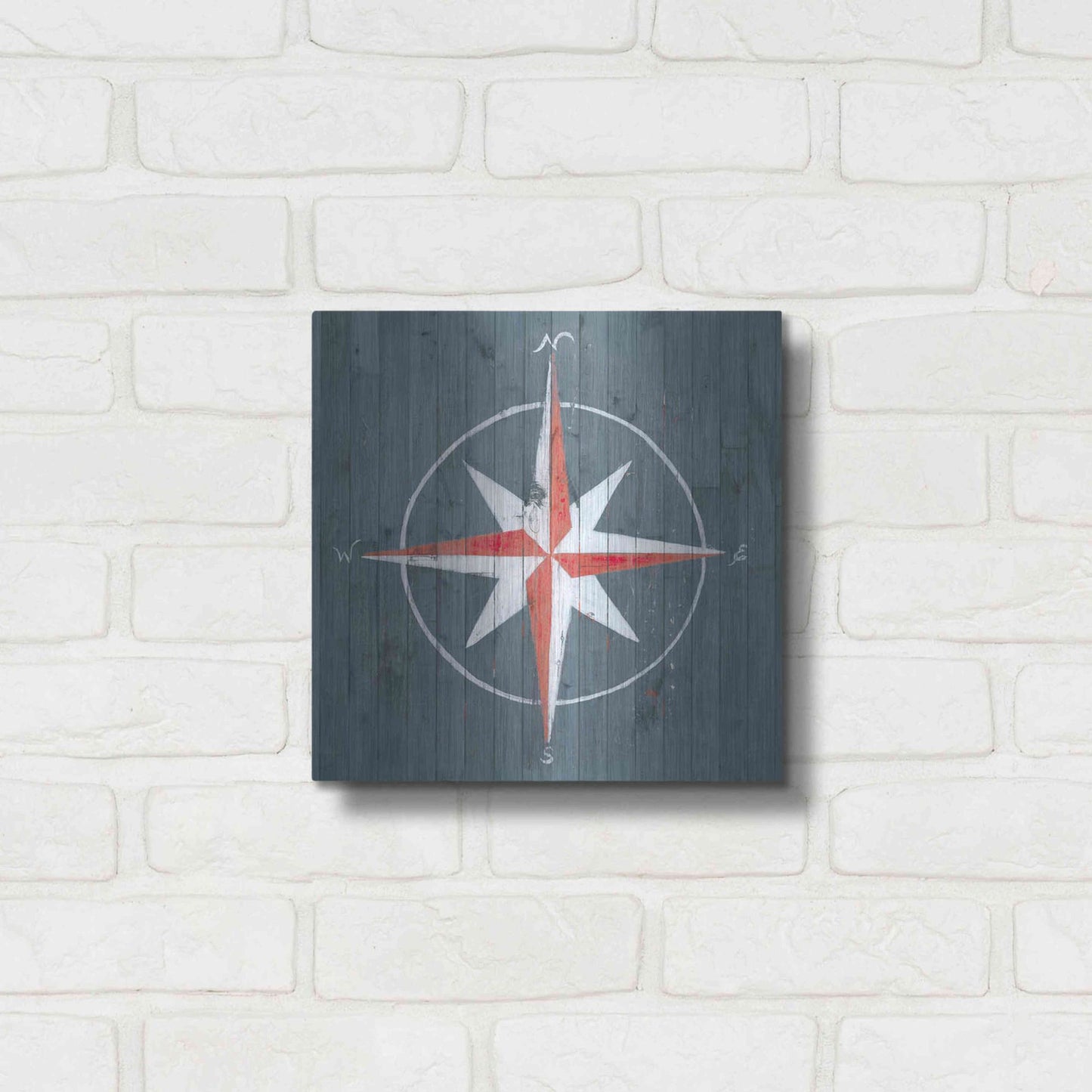 Luxe Metal Art 'Nautical Plank III' by Grace Popp, Metal Wall Art,12x12