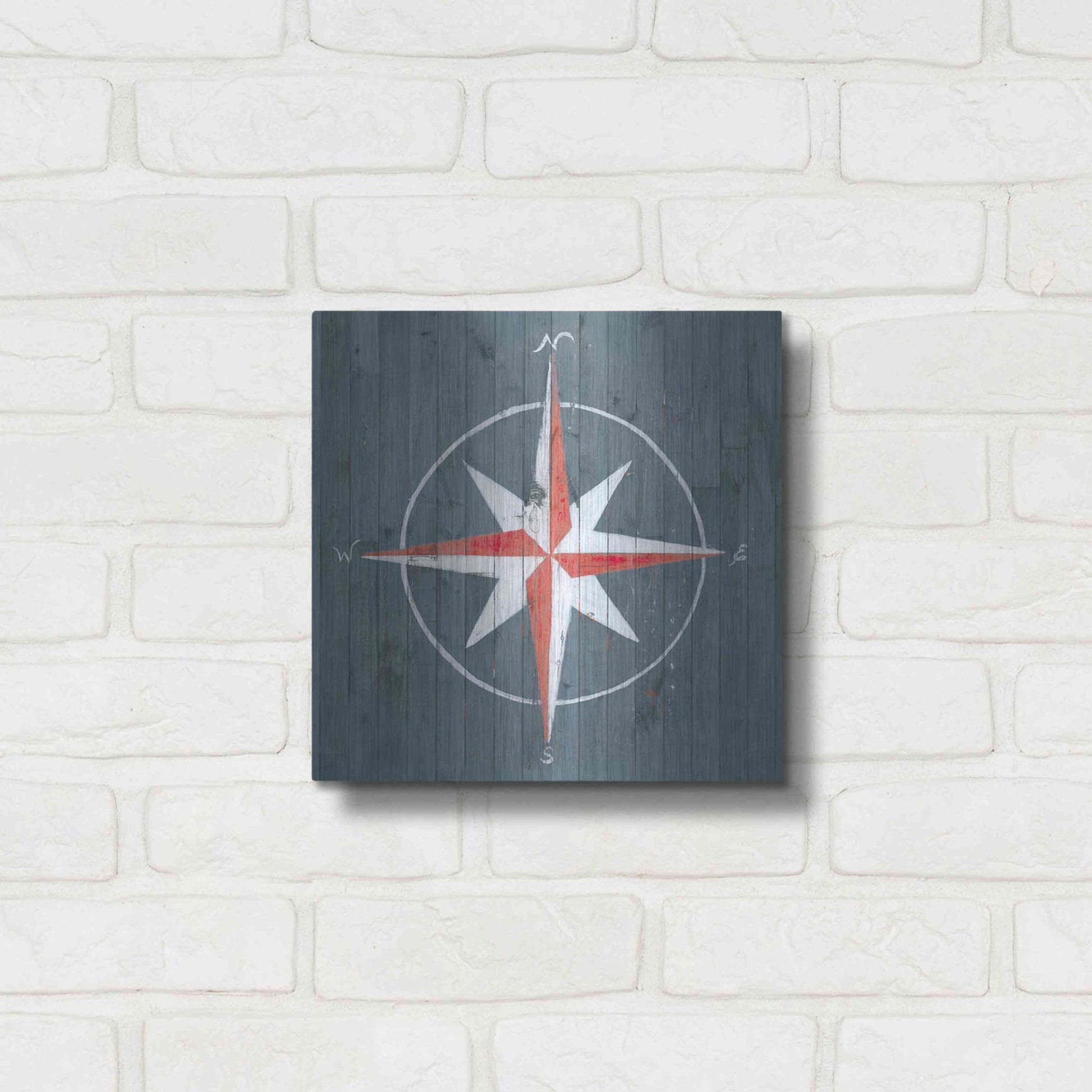 Luxe Metal Art 'Nautical Plank III' by Grace Popp, Metal Wall Art,12x12
