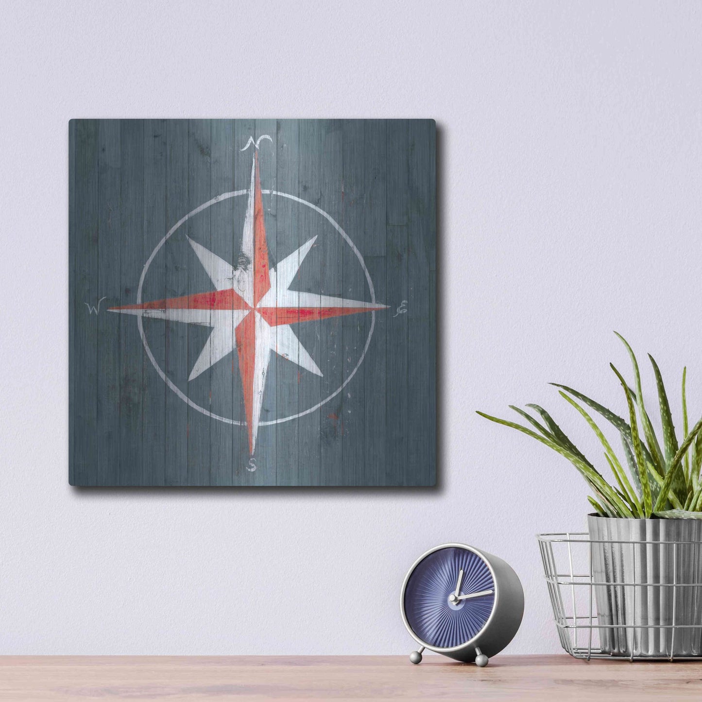 Luxe Metal Art 'Nautical Plank III' by Grace Popp, Metal Wall Art,12x12