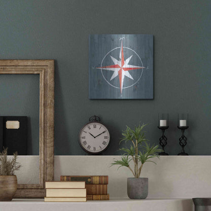 Luxe Metal Art 'Nautical Plank III' by Grace Popp, Metal Wall Art,12x12