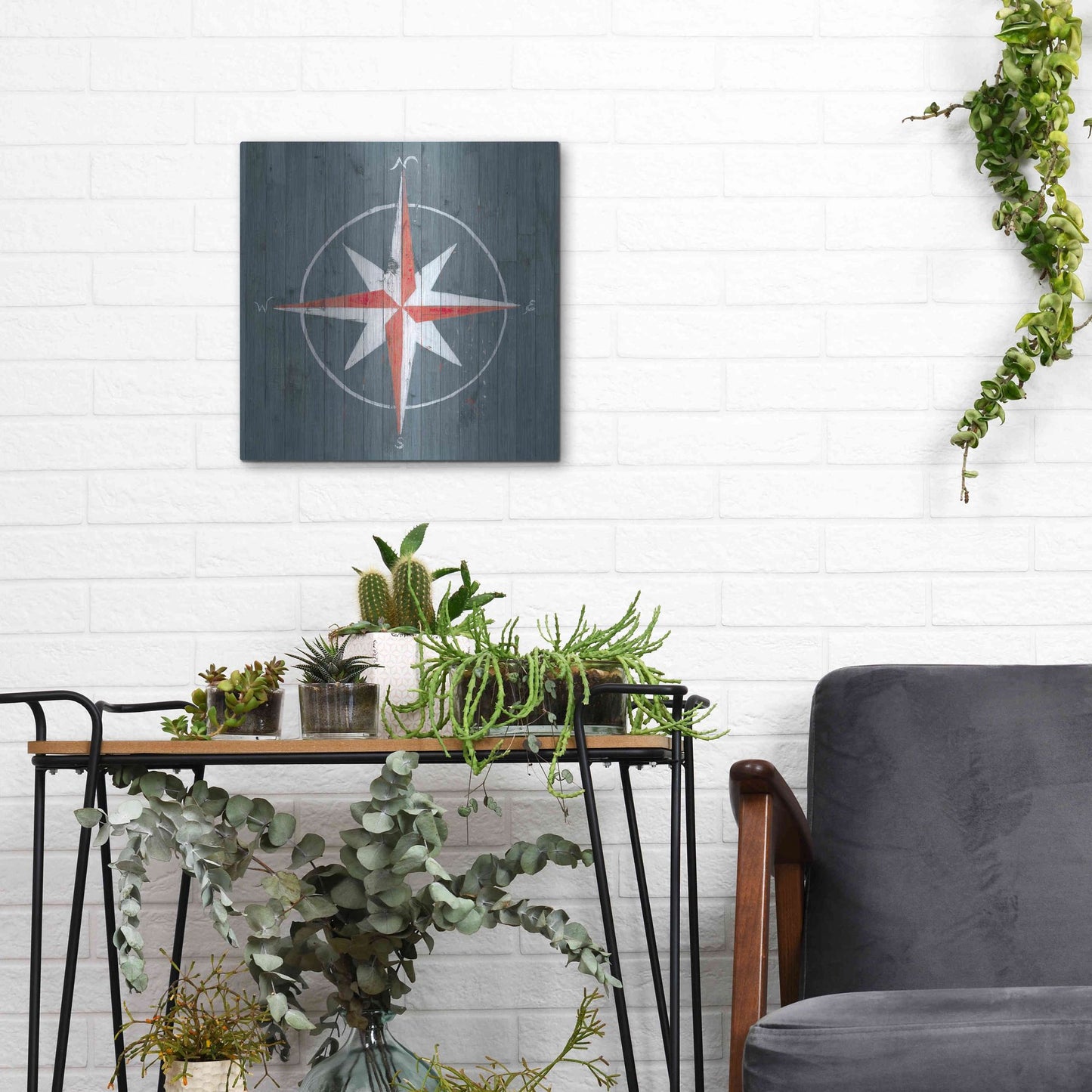 Luxe Metal Art 'Nautical Plank III' by Grace Popp, Metal Wall Art,12x12