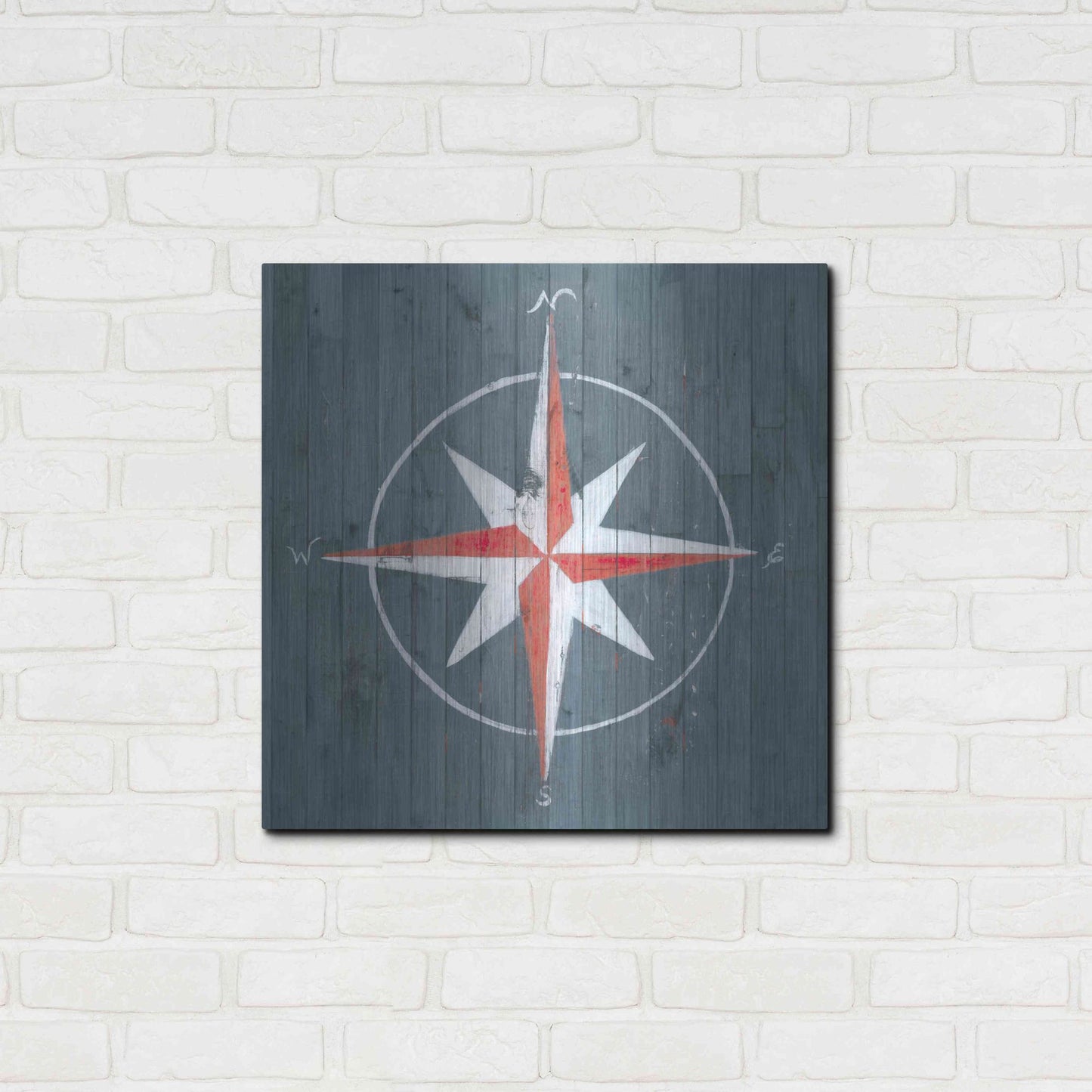 Luxe Metal Art 'Nautical Plank III' by Grace Popp, Metal Wall Art,24x24
