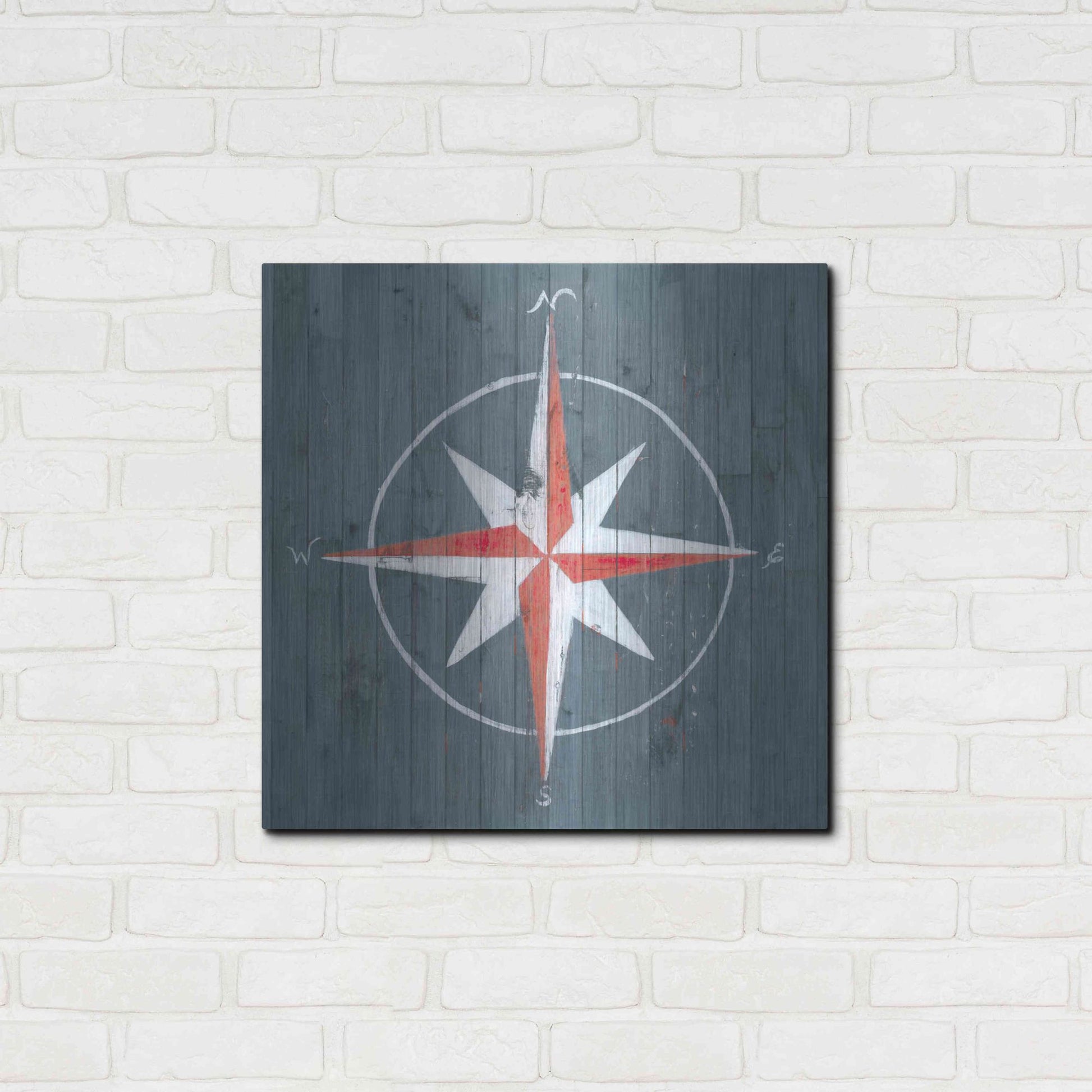 Luxe Metal Art 'Nautical Plank III' by Grace Popp, Metal Wall Art,24x24