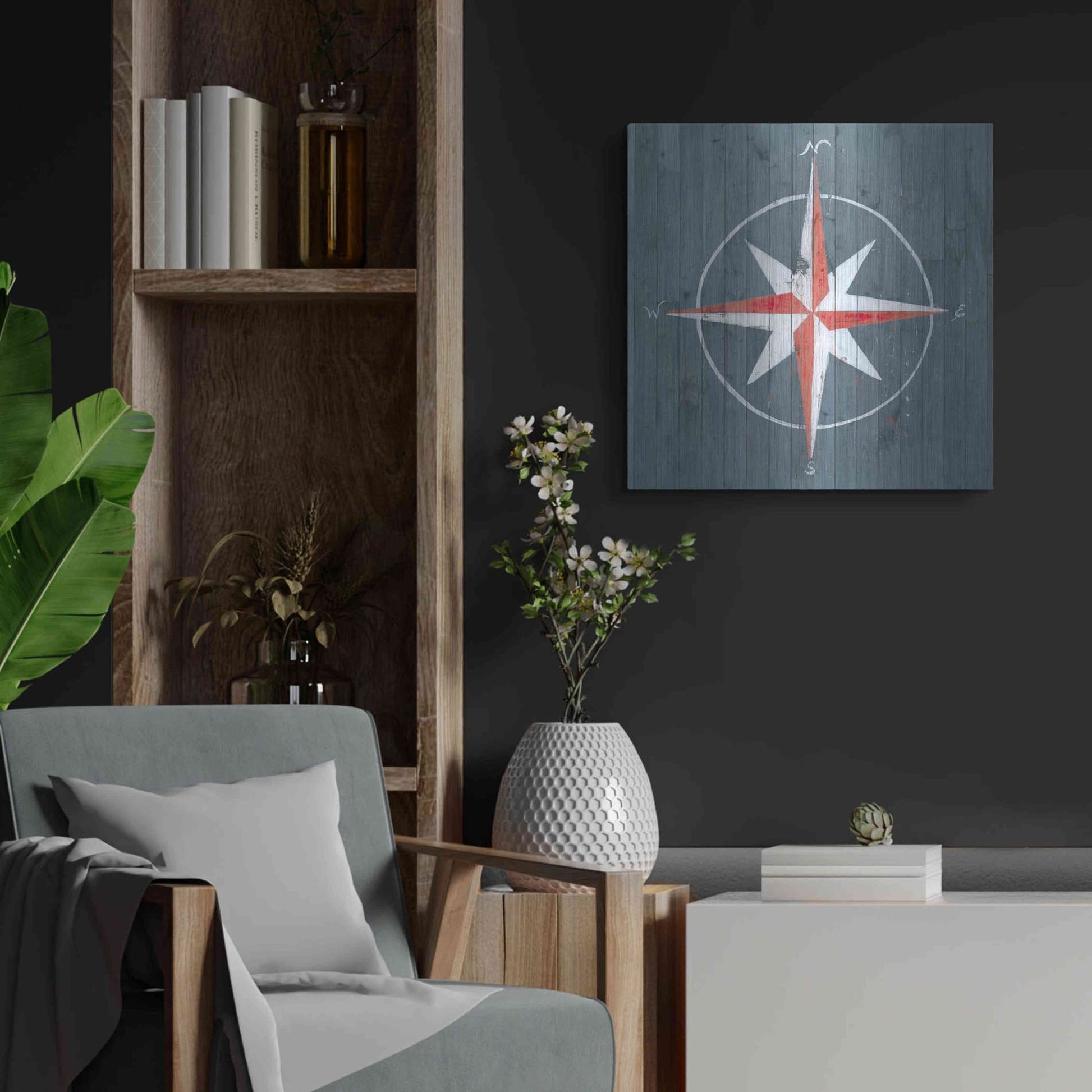 Luxe Metal Art 'Nautical Plank III' by Grace Popp, Metal Wall Art,24x24