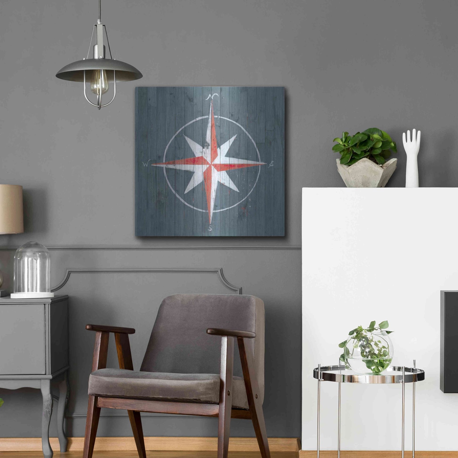 Luxe Metal Art 'Nautical Plank III' by Grace Popp, Metal Wall Art,24x24
