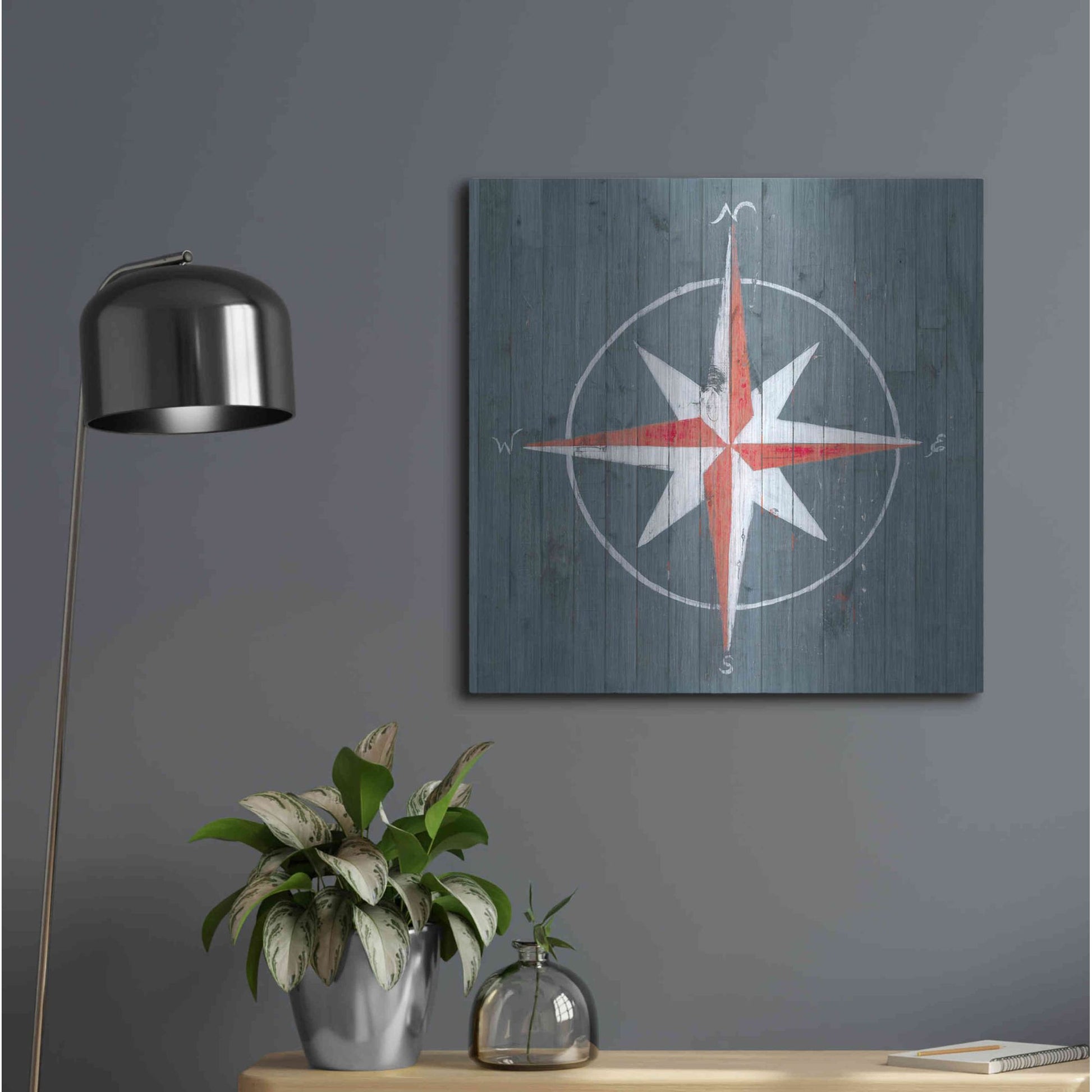 Luxe Metal Art 'Nautical Plank III' by Grace Popp, Metal Wall Art,24x24