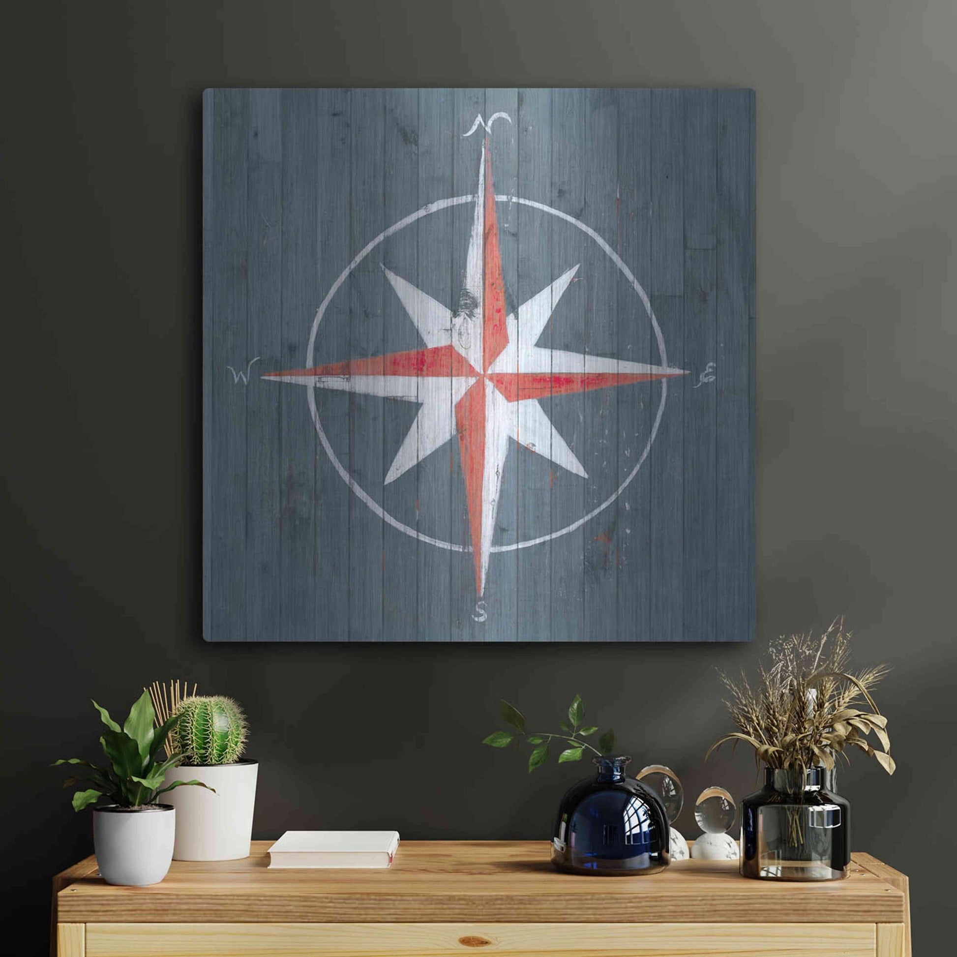 Luxe Metal Art 'Nautical Plank III' by Grace Popp, Metal Wall Art,24x24