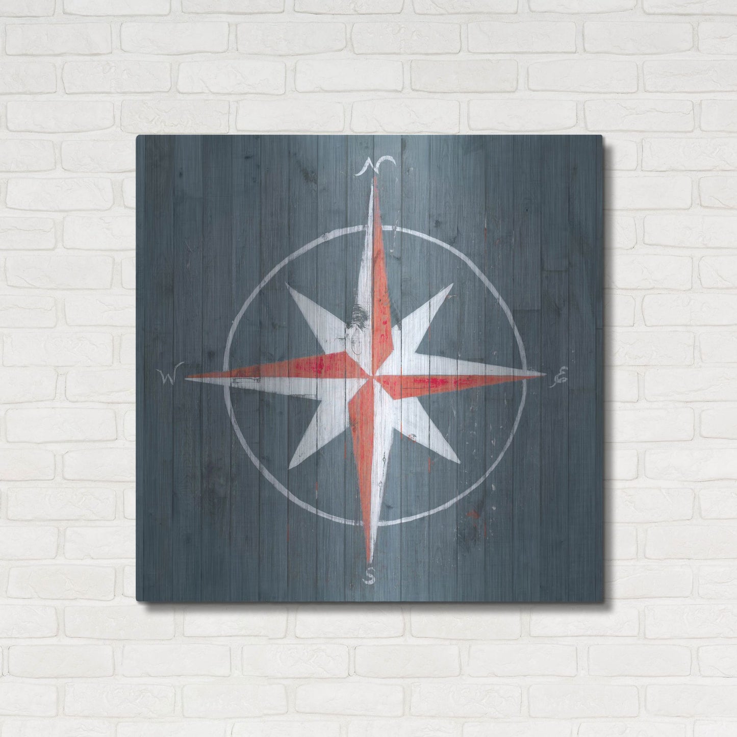 Luxe Metal Art 'Nautical Plank III' by Grace Popp, Metal Wall Art,36x36