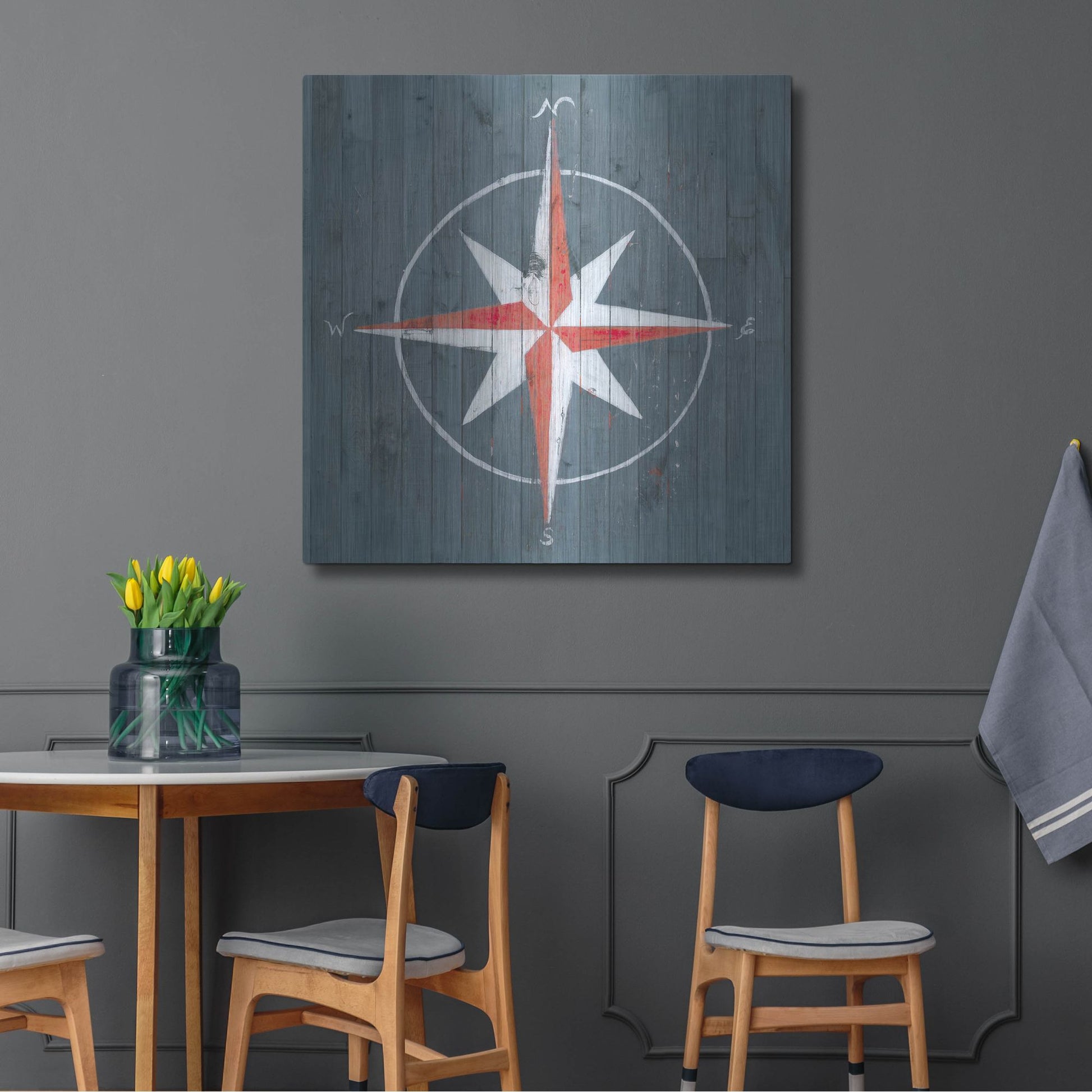 Luxe Metal Art 'Nautical Plank III' by Grace Popp, Metal Wall Art,36x36