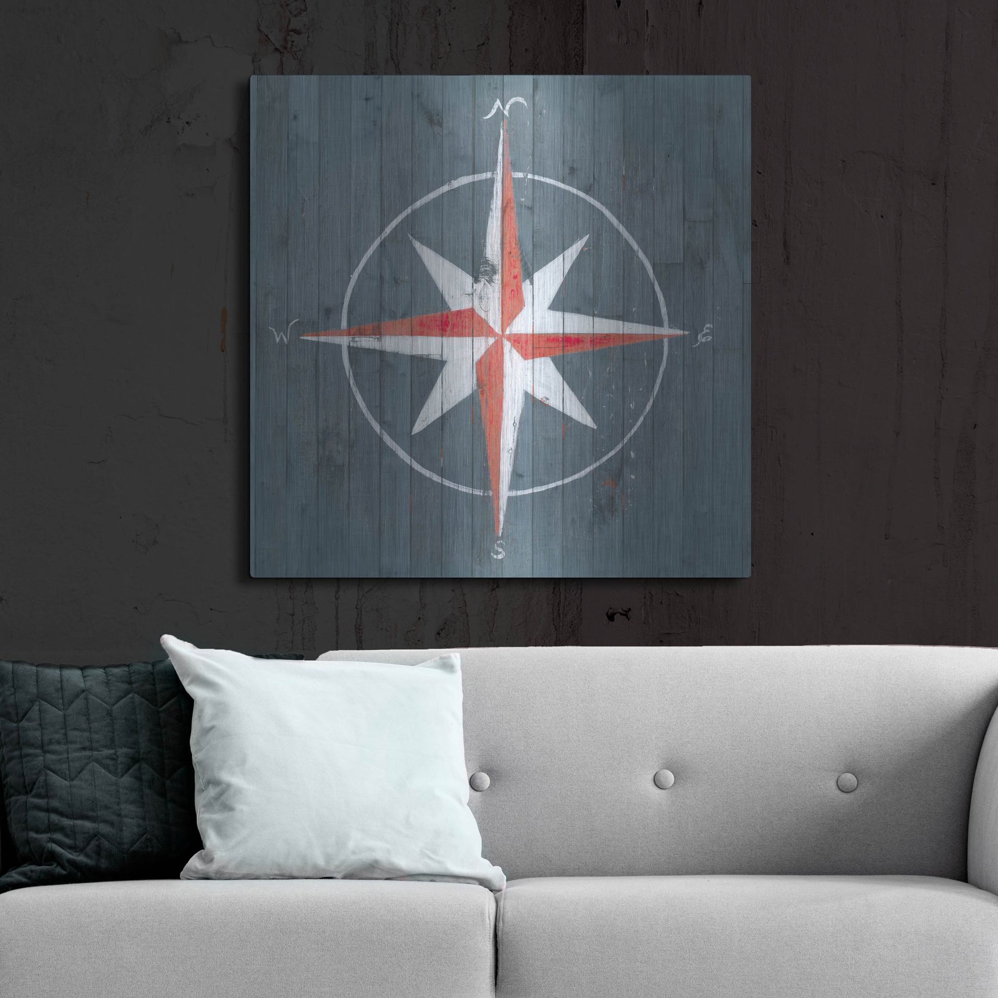 Luxe Metal Art 'Nautical Plank III' by Grace Popp, Metal Wall Art,36x36