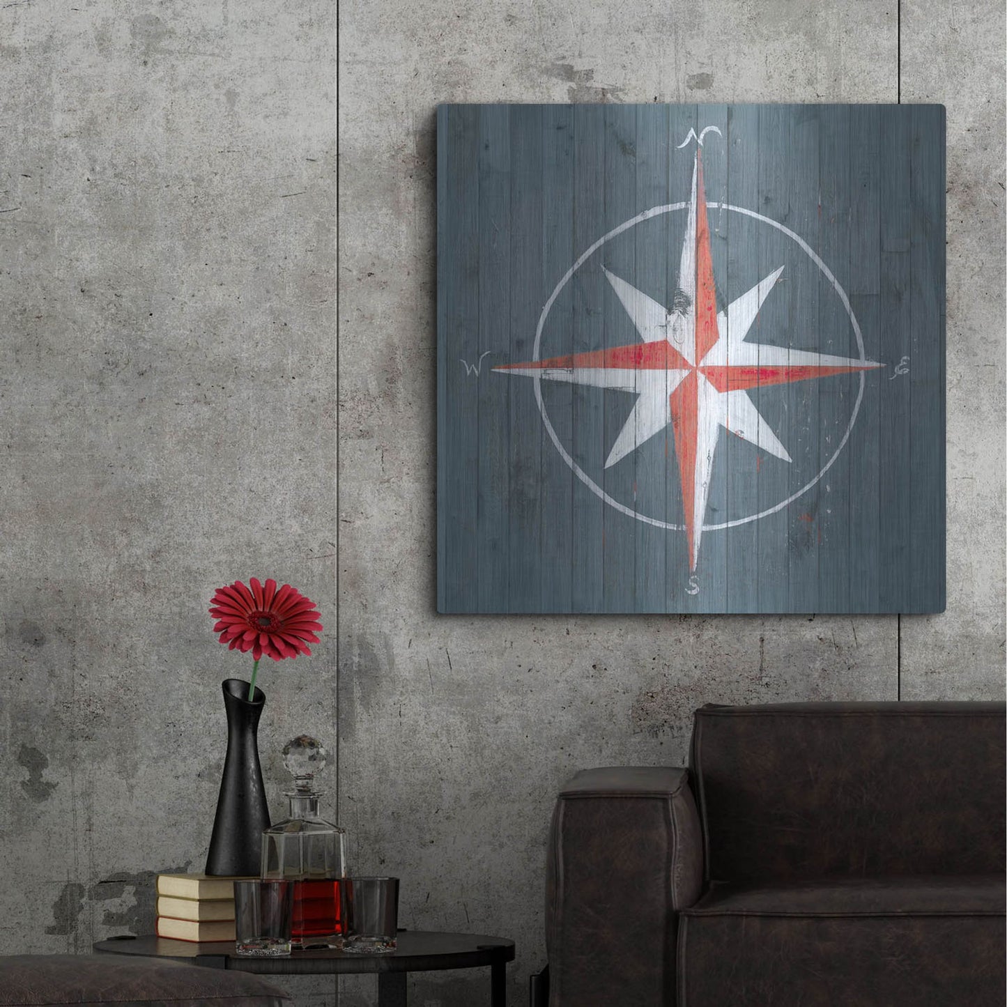 Luxe Metal Art 'Nautical Plank III' by Grace Popp, Metal Wall Art,36x36