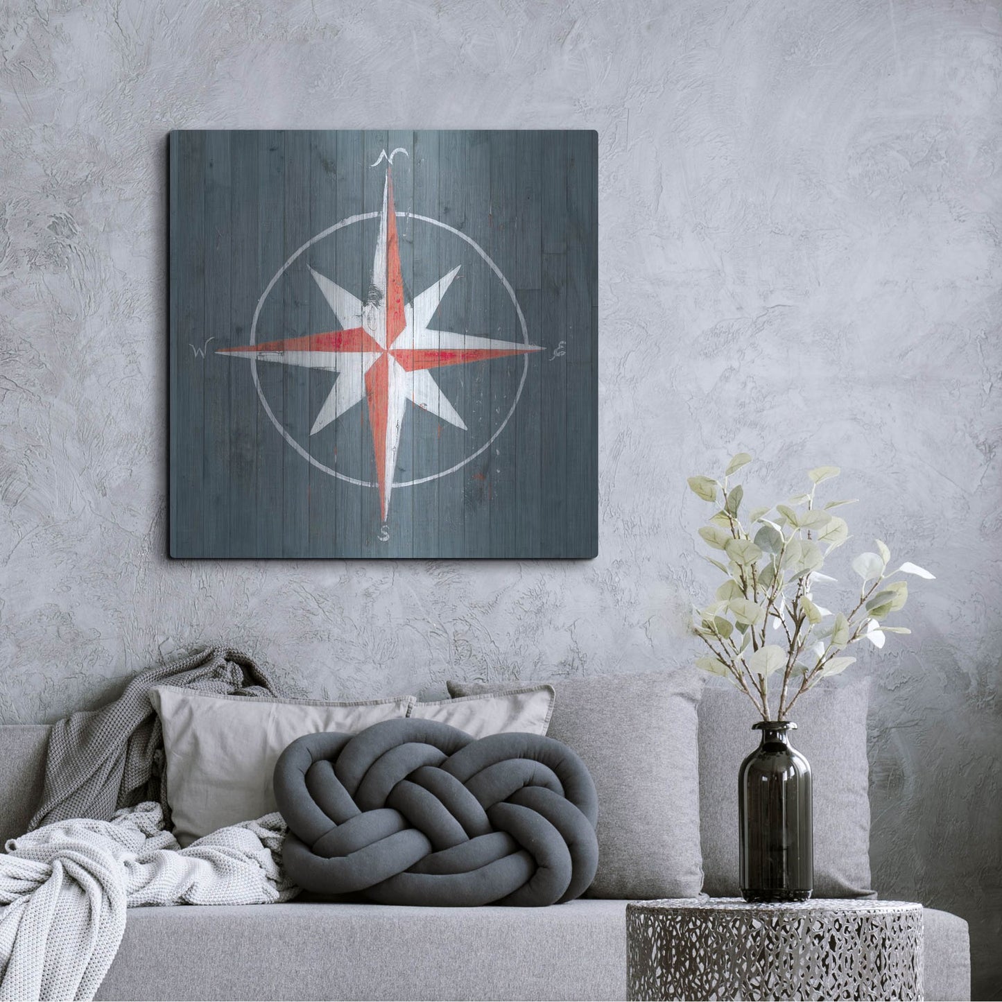 Luxe Metal Art 'Nautical Plank III' by Grace Popp, Metal Wall Art,36x36