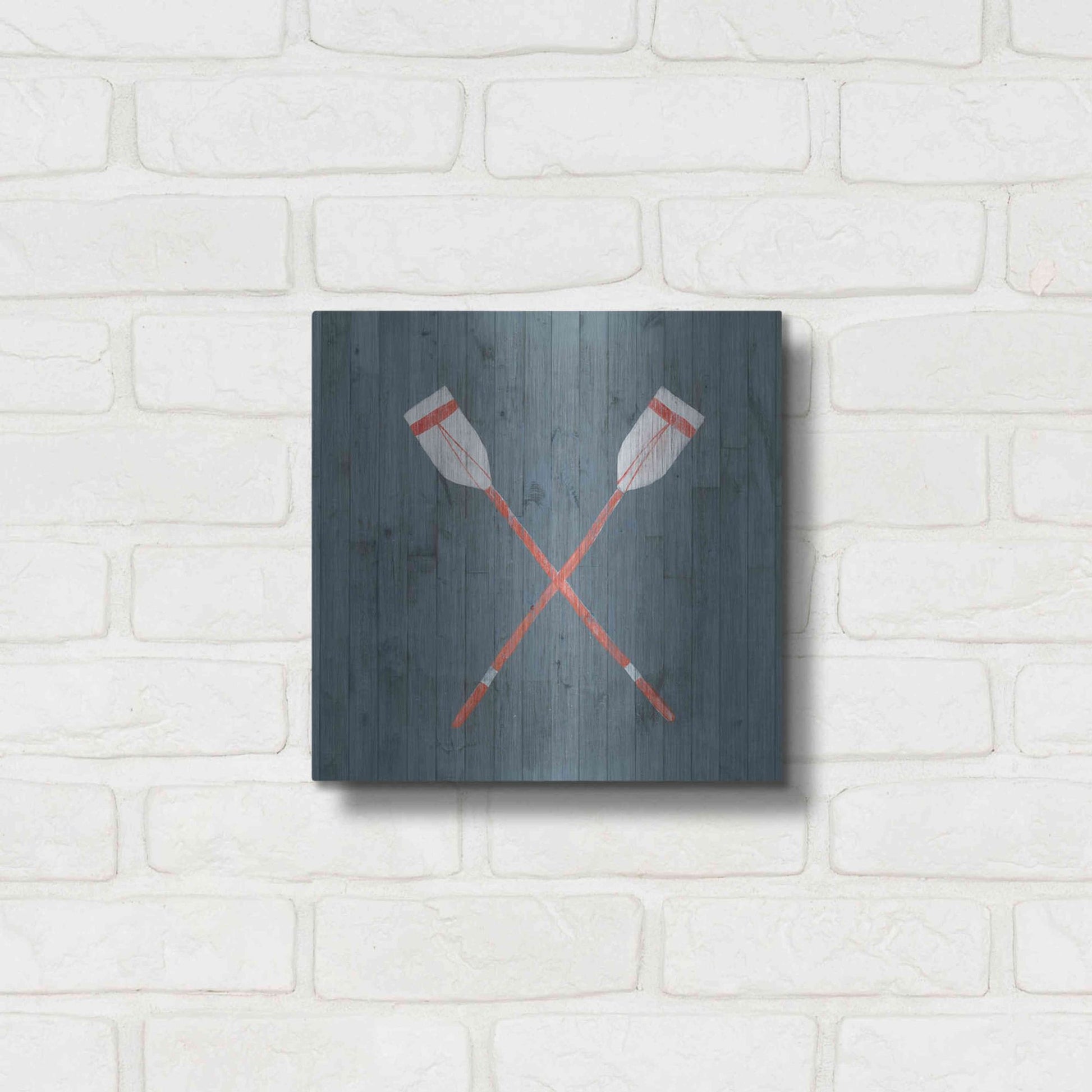 Luxe Metal Art 'Nautical Plank II' by Grace Popp, Metal Wall Art,12x12