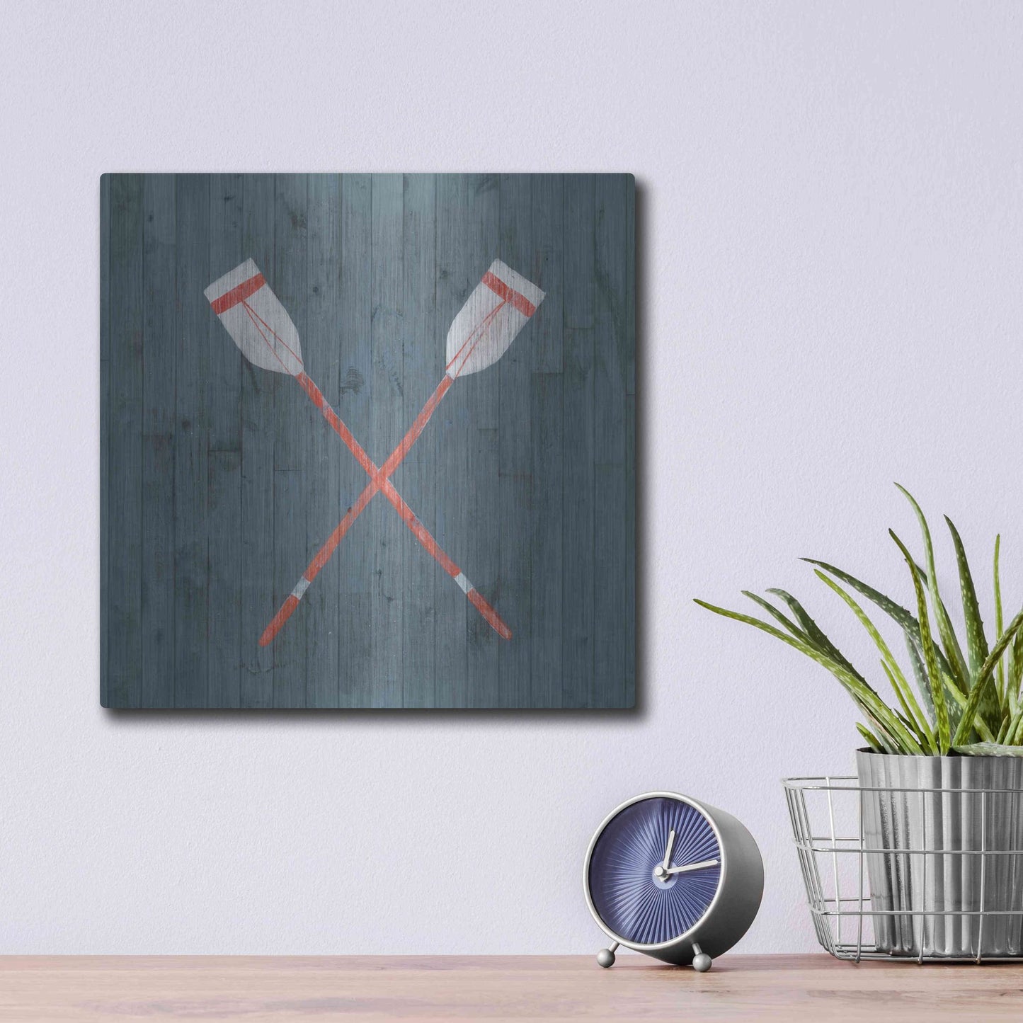 Luxe Metal Art 'Nautical Plank II' by Grace Popp, Metal Wall Art,12x12