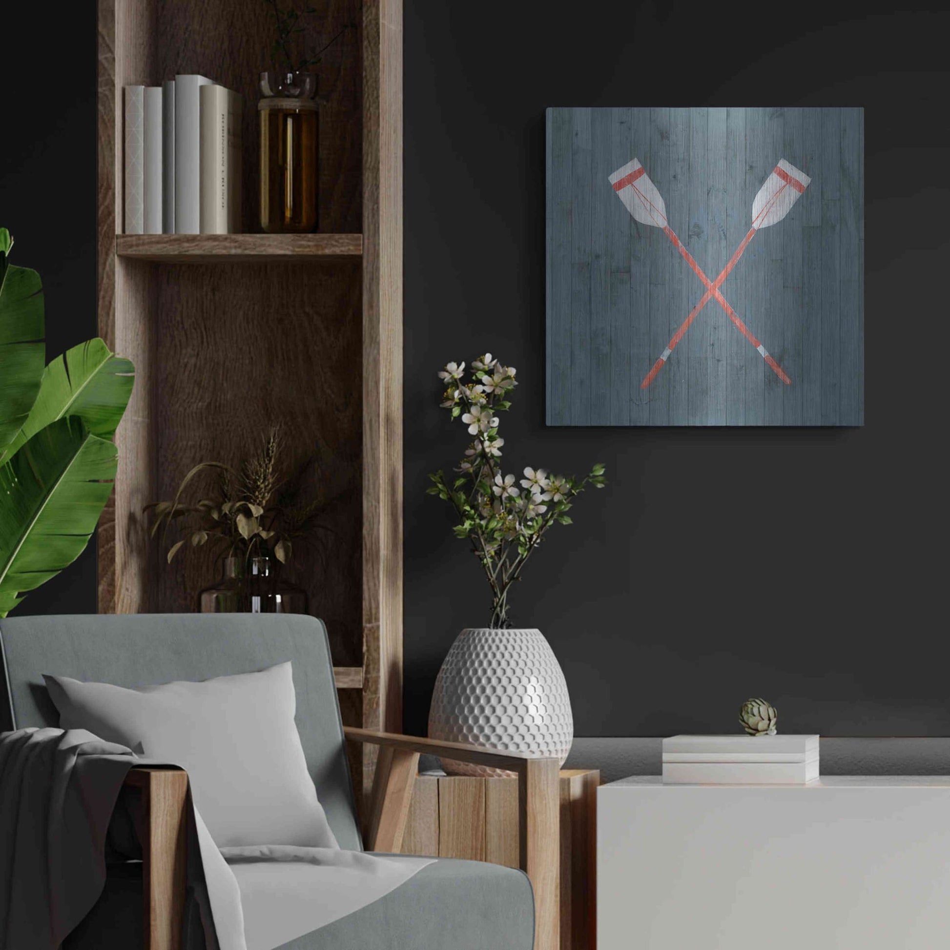 Luxe Metal Art 'Nautical Plank II' by Grace Popp, Metal Wall Art,24x24