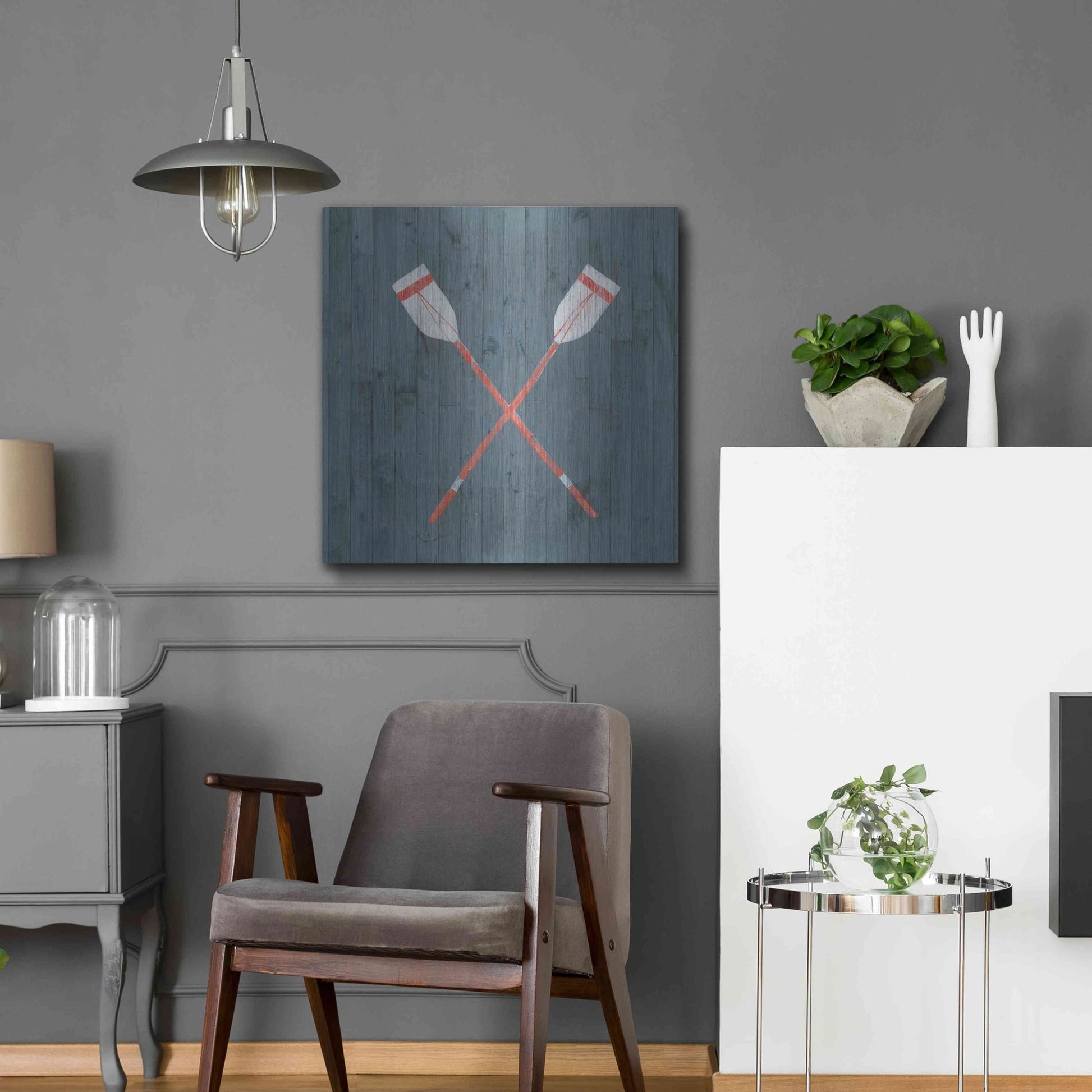 Luxe Metal Art 'Nautical Plank II' by Grace Popp, Metal Wall Art,24x24