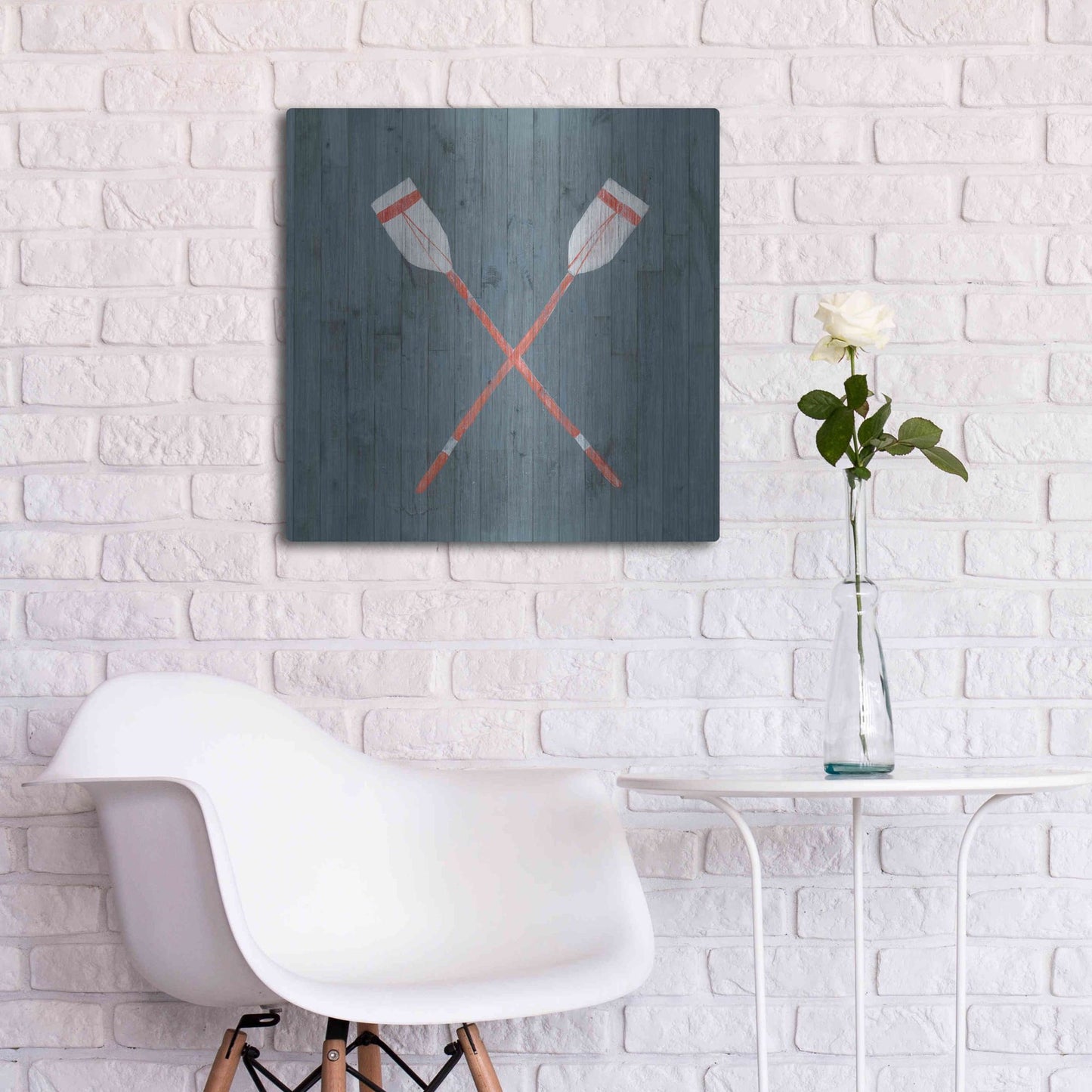 Luxe Metal Art 'Nautical Plank II' by Grace Popp, Metal Wall Art,24x24