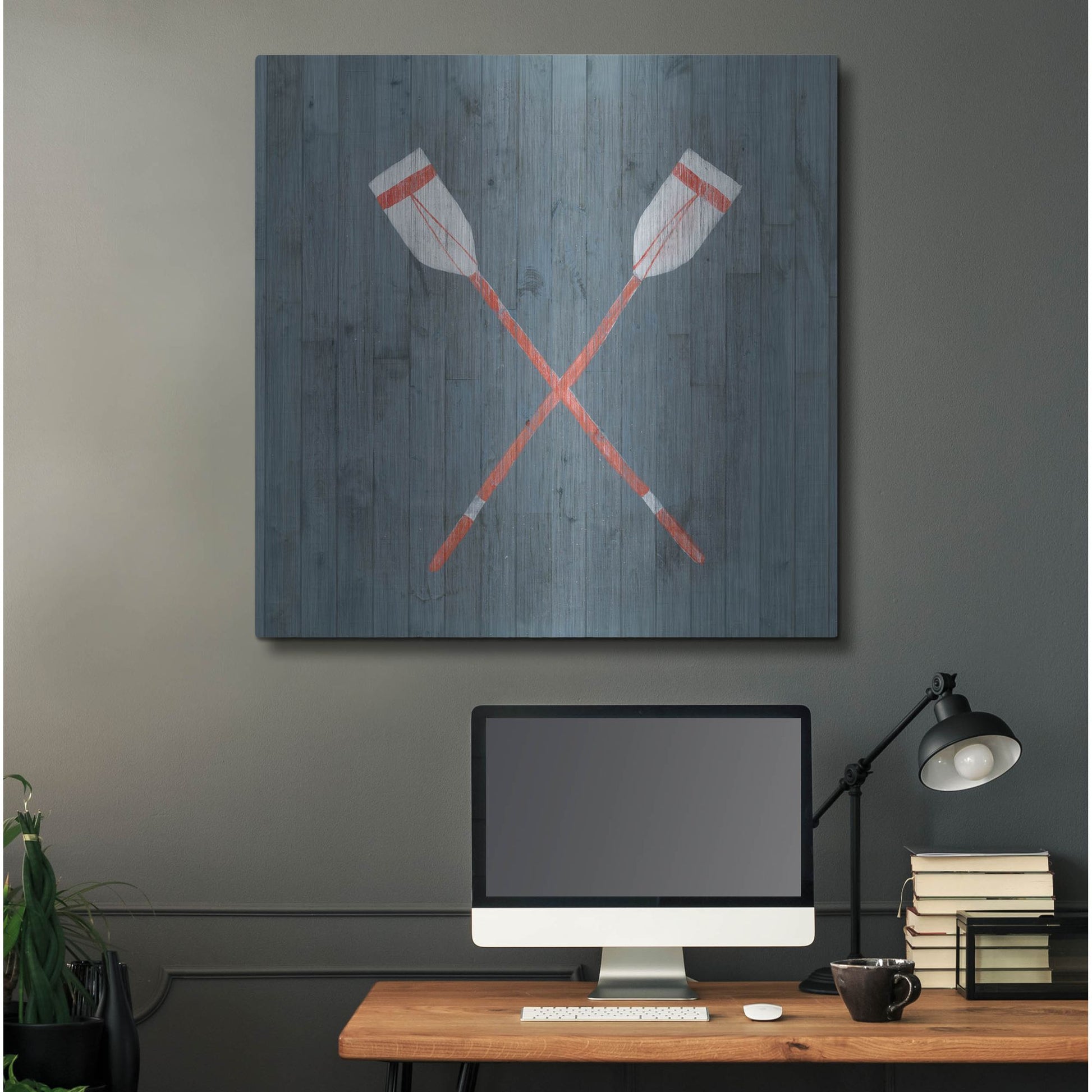 Luxe Metal Art 'Nautical Plank II' by Grace Popp, Metal Wall Art,36x36