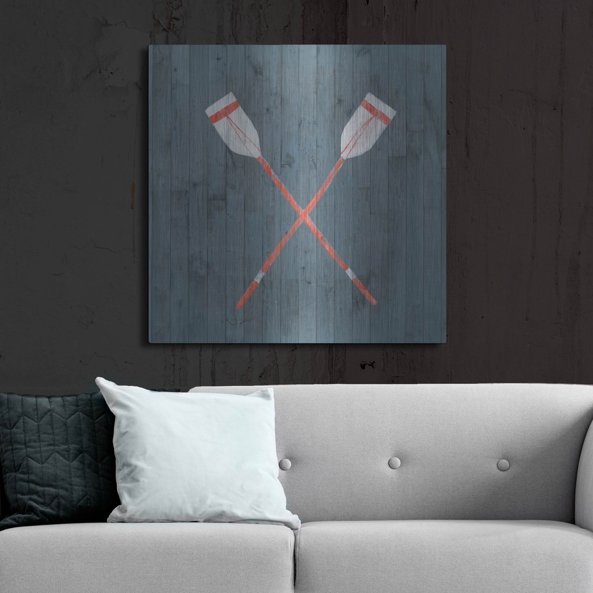 Luxe Metal Art 'Nautical Plank II' by Grace Popp, Metal Wall Art,36x36