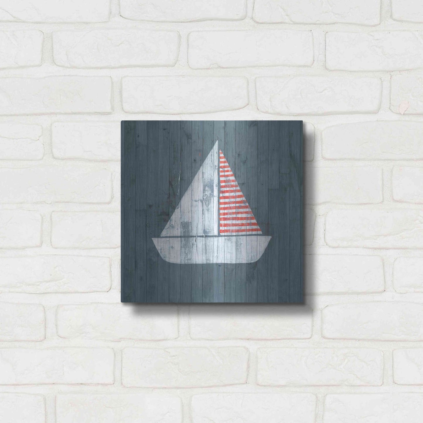 Luxe Metal Art 'Nautical Plank I' by Grace Popp, Metal Wall Art,12x12