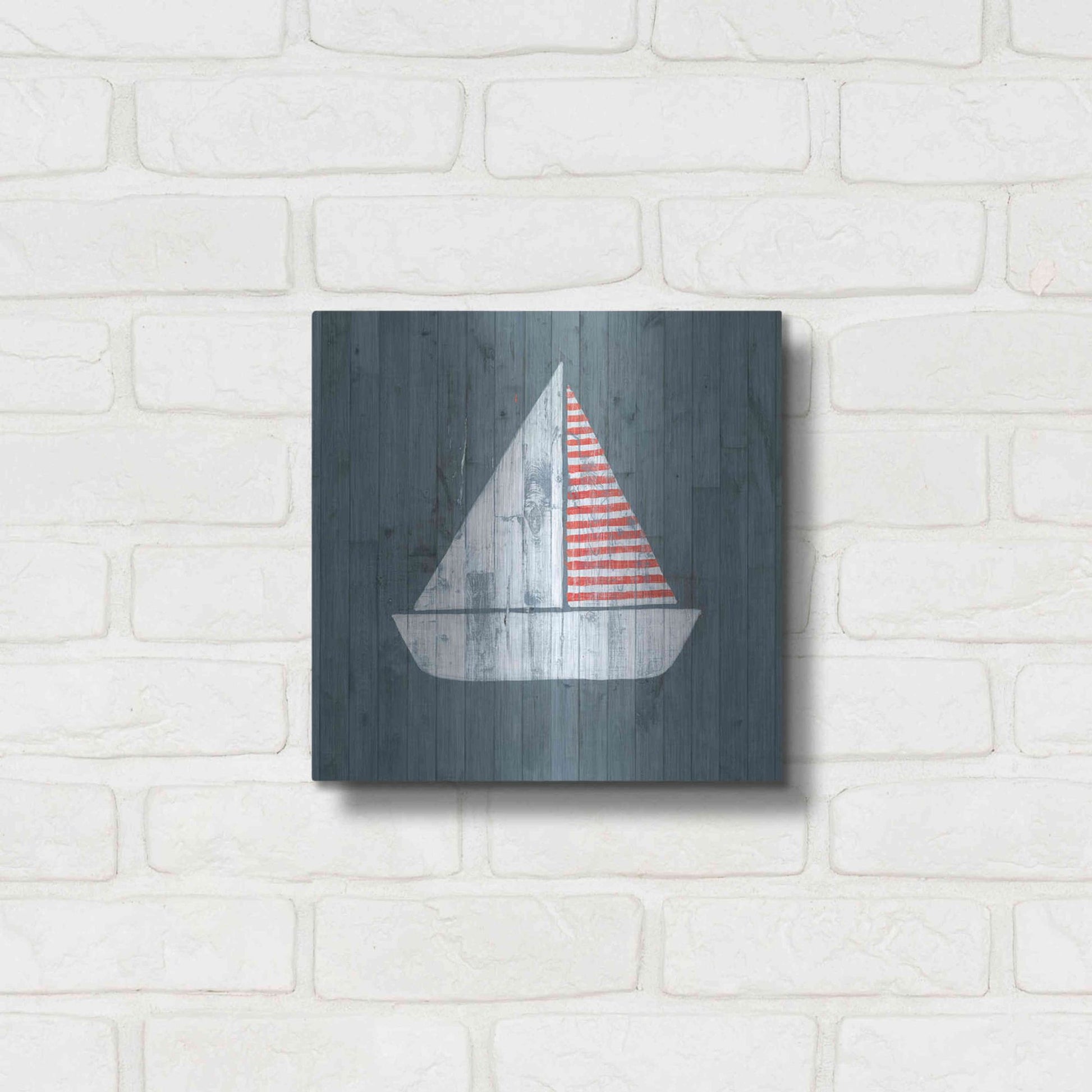 Luxe Metal Art 'Nautical Plank I' by Grace Popp, Metal Wall Art,12x12