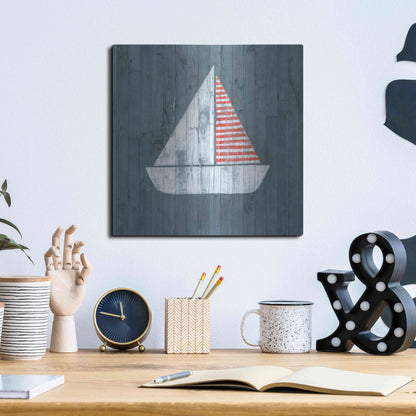 Luxe Metal Art 'Nautical Plank I' by Grace Popp, Metal Wall Art,12x12