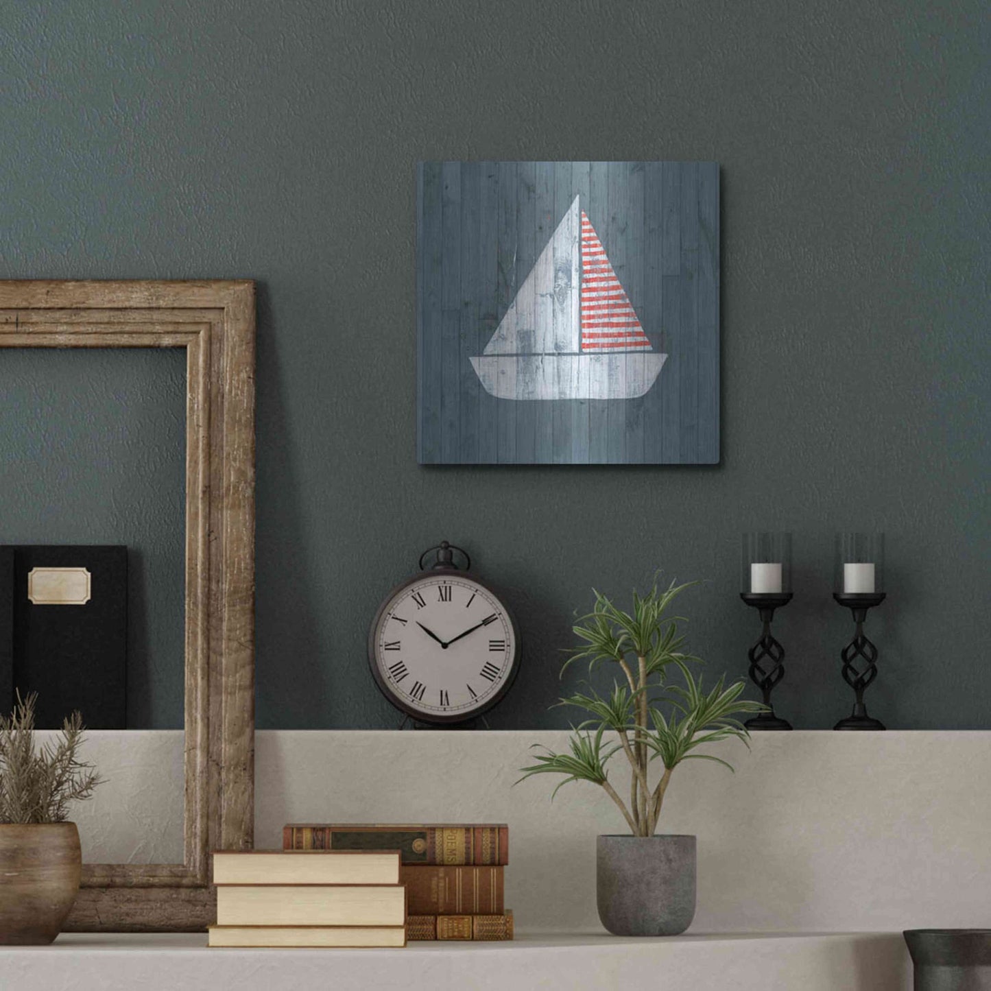 Luxe Metal Art 'Nautical Plank I' by Grace Popp, Metal Wall Art,12x12