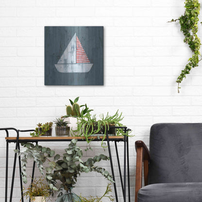 Luxe Metal Art 'Nautical Plank I' by Grace Popp, Metal Wall Art,12x12