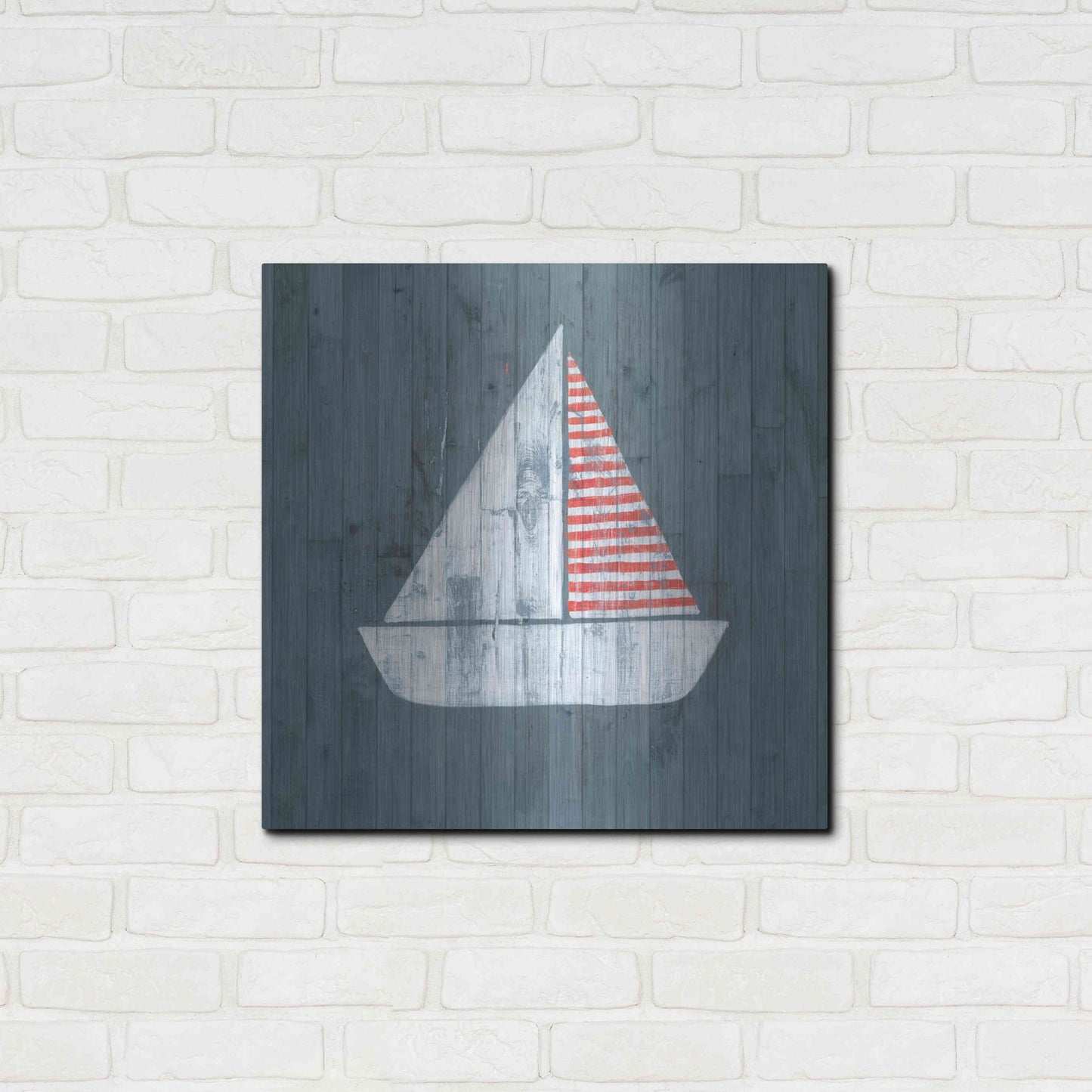 Luxe Metal Art 'Nautical Plank I' by Grace Popp, Metal Wall Art,24x24
