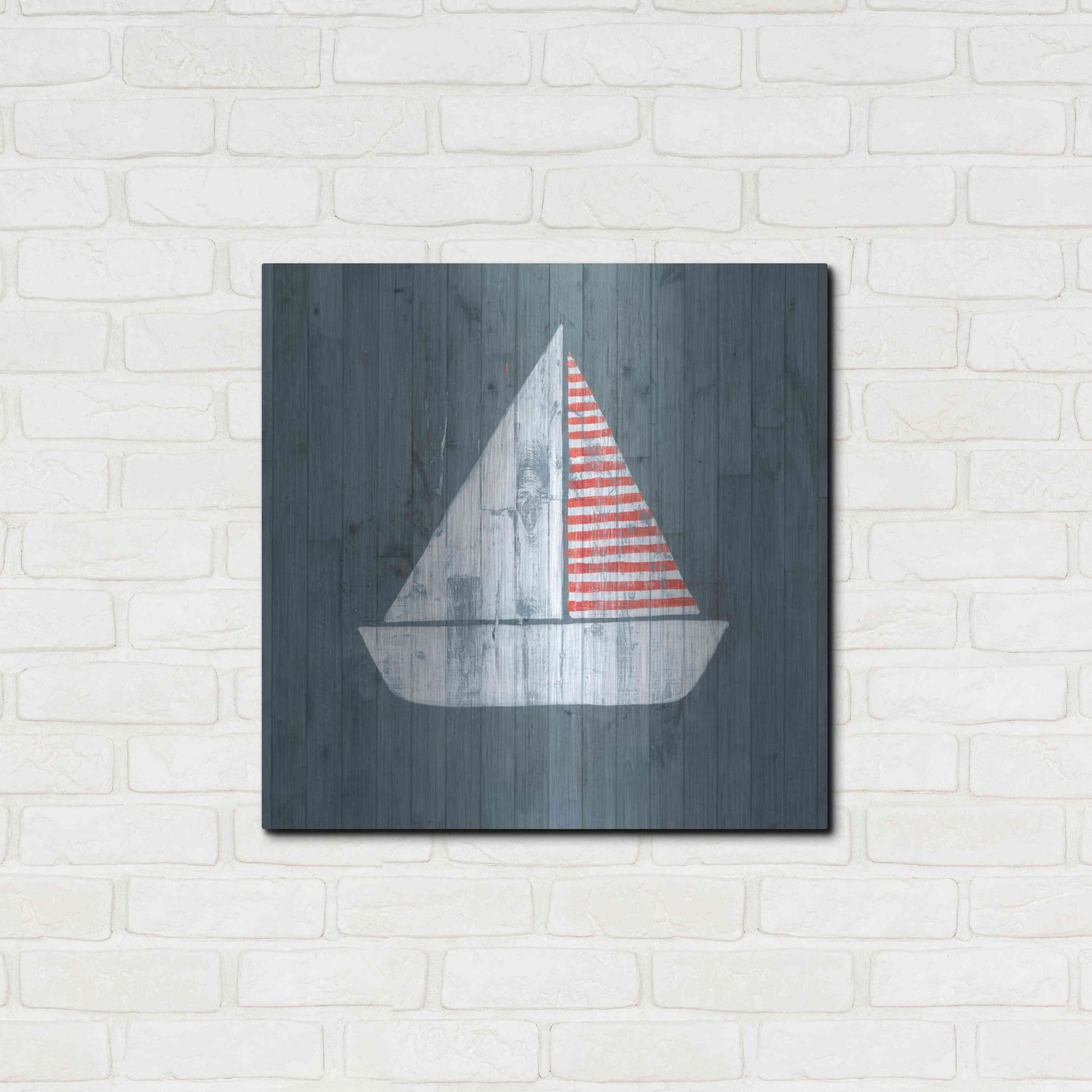 Luxe Metal Art 'Nautical Plank I' by Grace Popp, Metal Wall Art,24x24