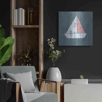 Luxe Metal Art 'Nautical Plank I' by Grace Popp, Metal Wall Art,24x24