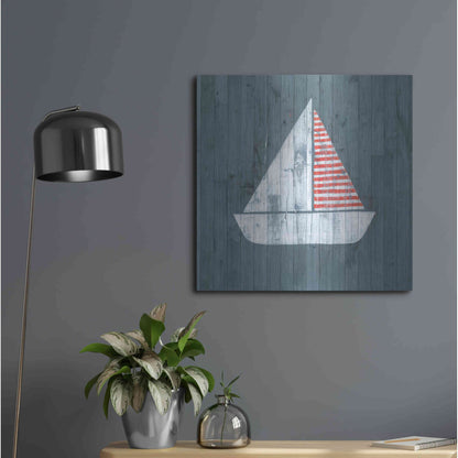 Luxe Metal Art 'Nautical Plank I' by Grace Popp, Metal Wall Art,24x24