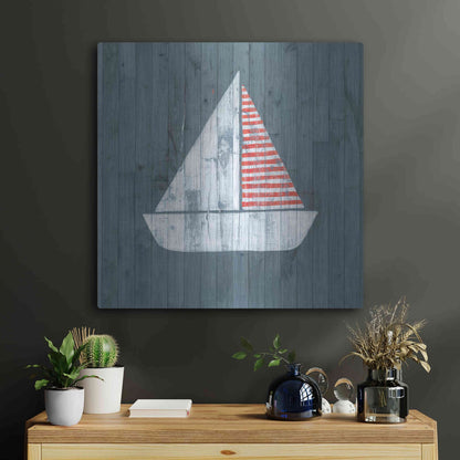 Luxe Metal Art 'Nautical Plank I' by Grace Popp, Metal Wall Art,24x24