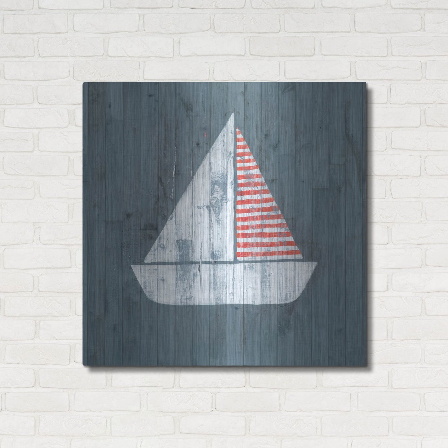 Luxe Metal Art 'Nautical Plank I' by Grace Popp, Metal Wall Art,36x36
