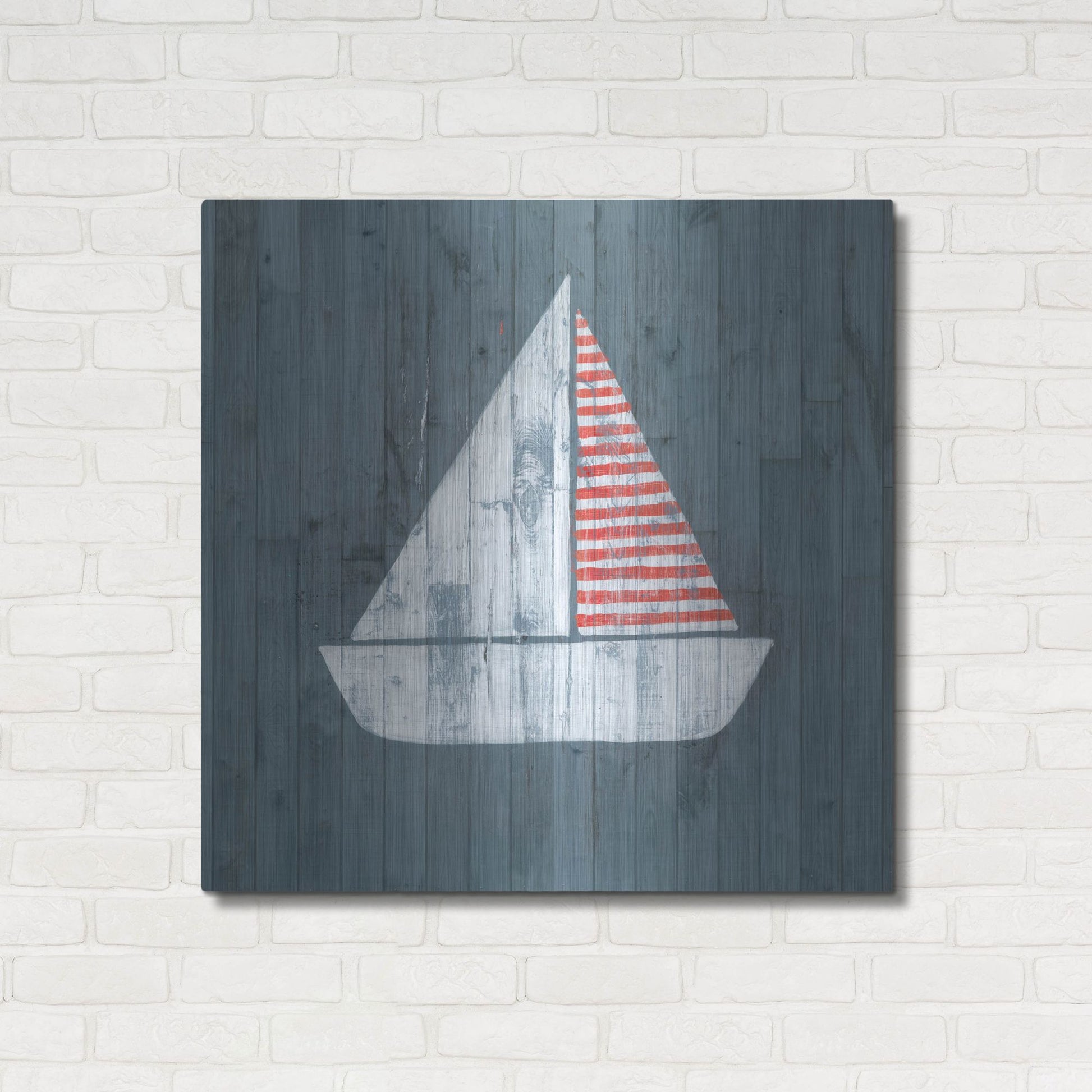Luxe Metal Art 'Nautical Plank I' by Grace Popp, Metal Wall Art,36x36